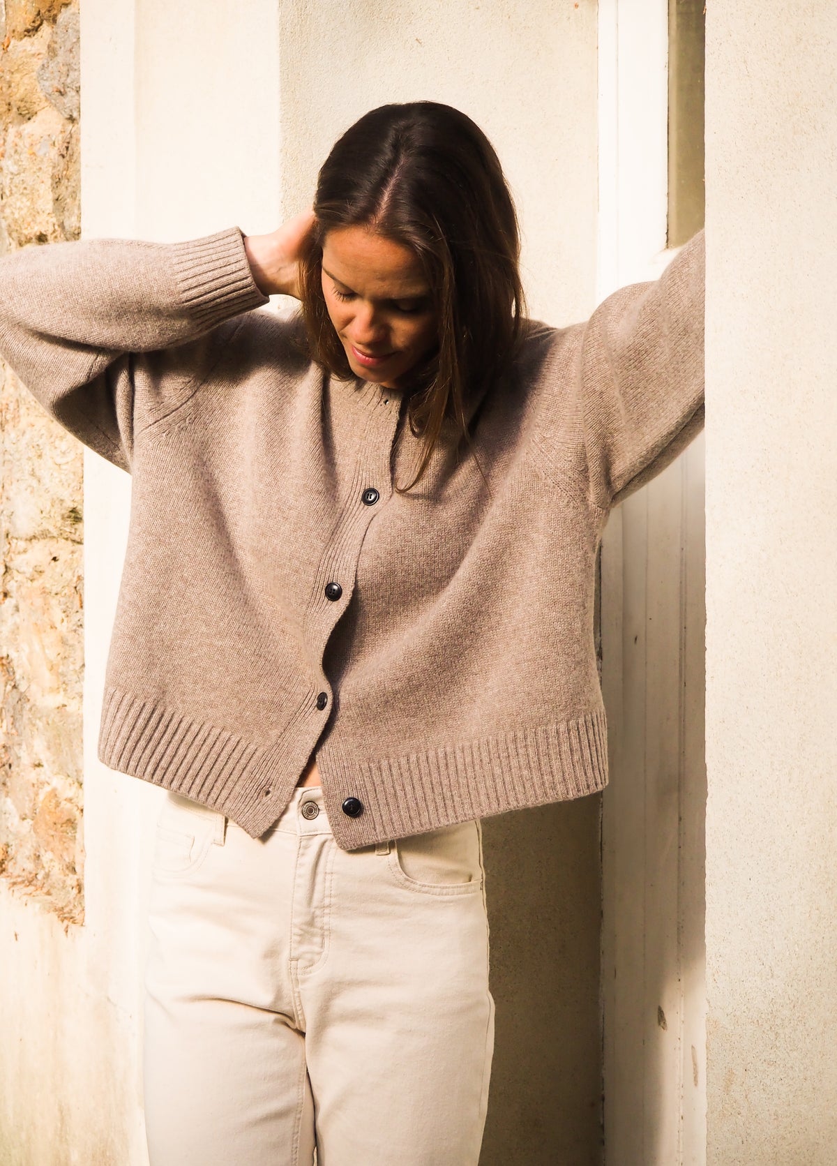 Cardigan laine Beige