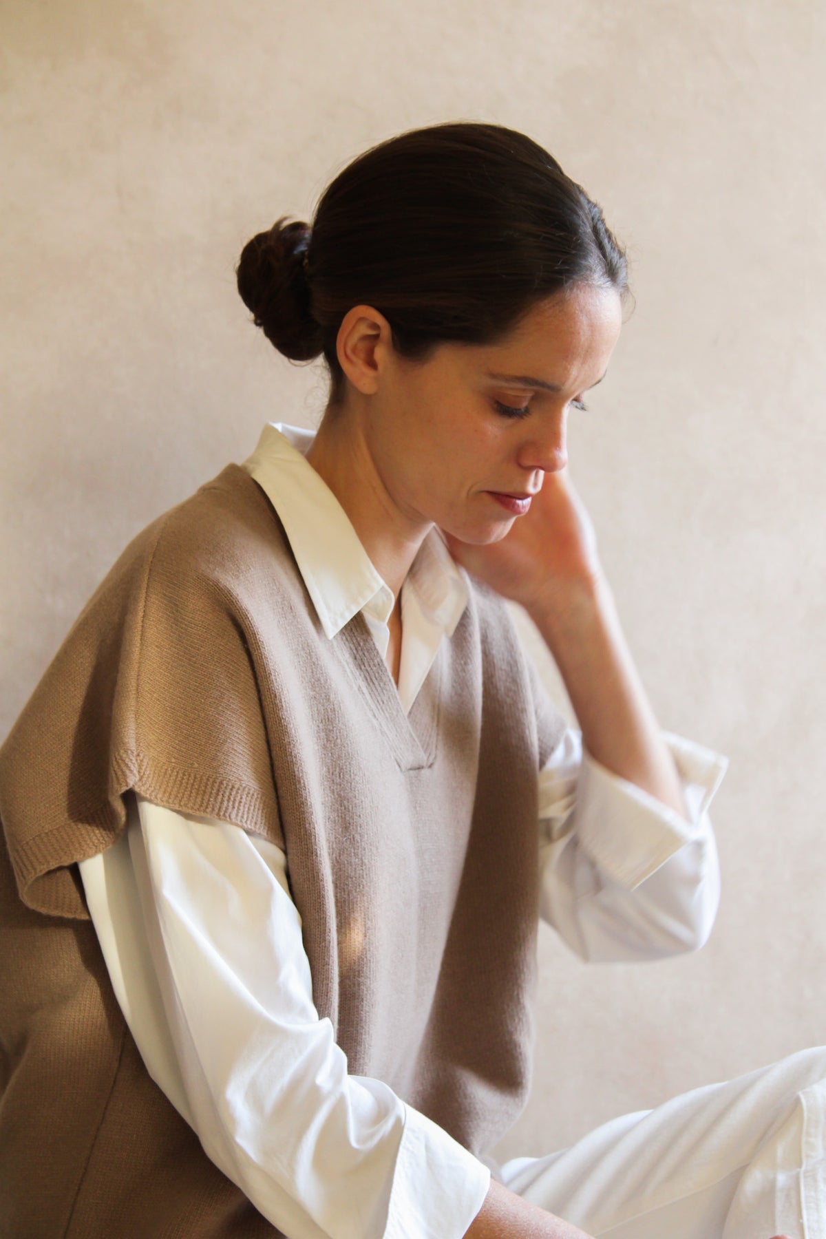 Le pull V Taupe
