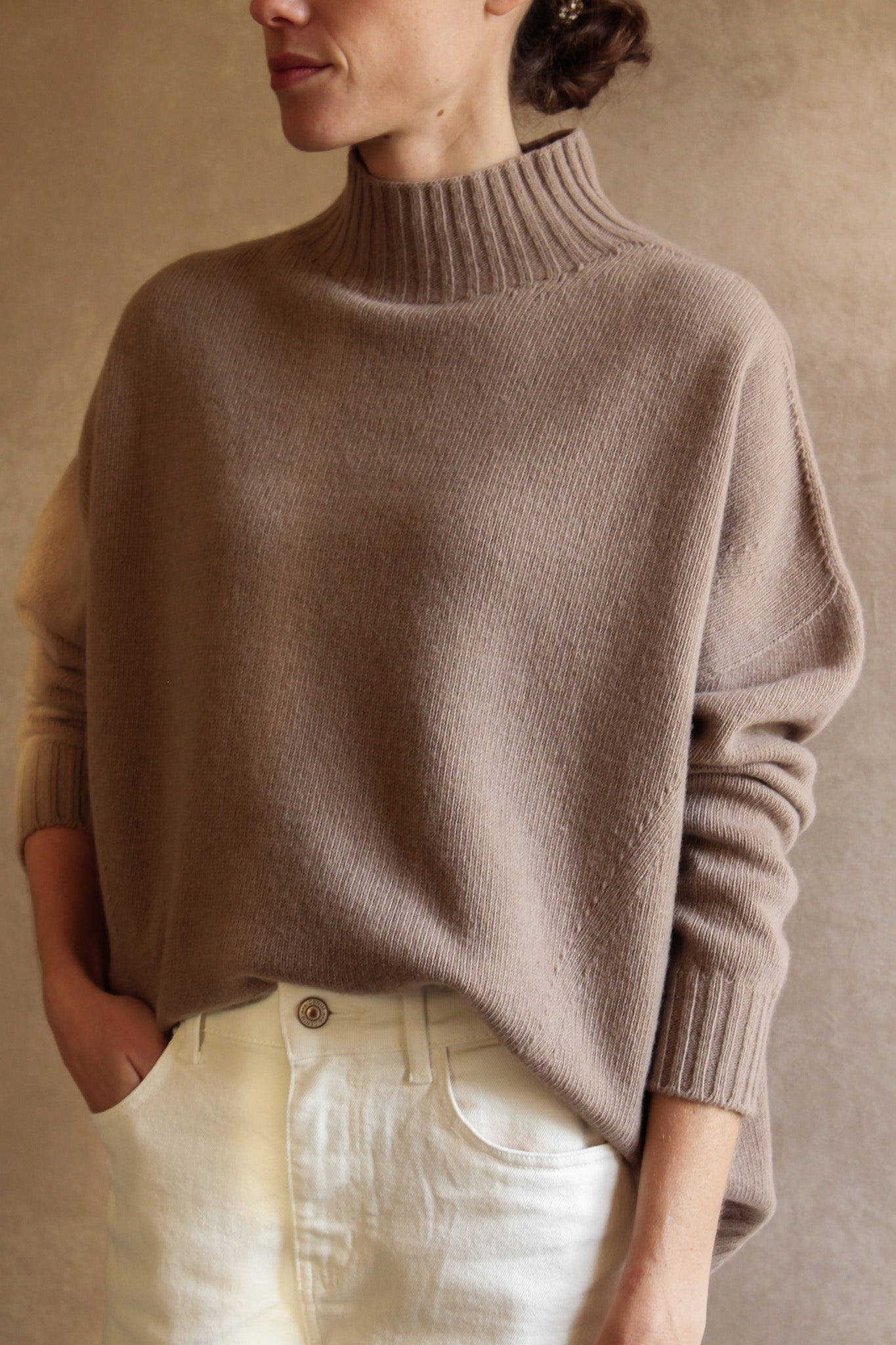 Le Pull col Roulé Taupe