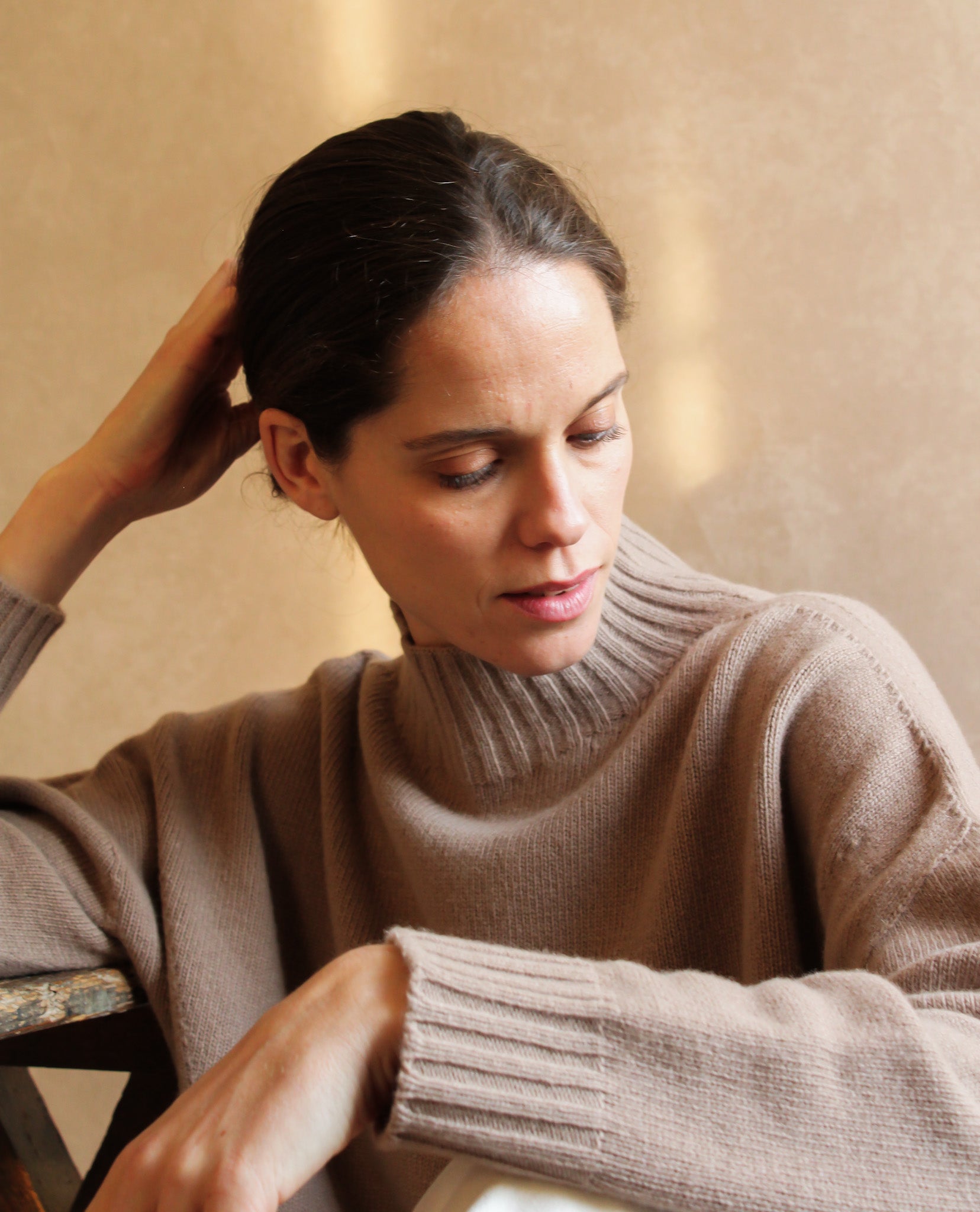 Le Pull col Roulé Taupe