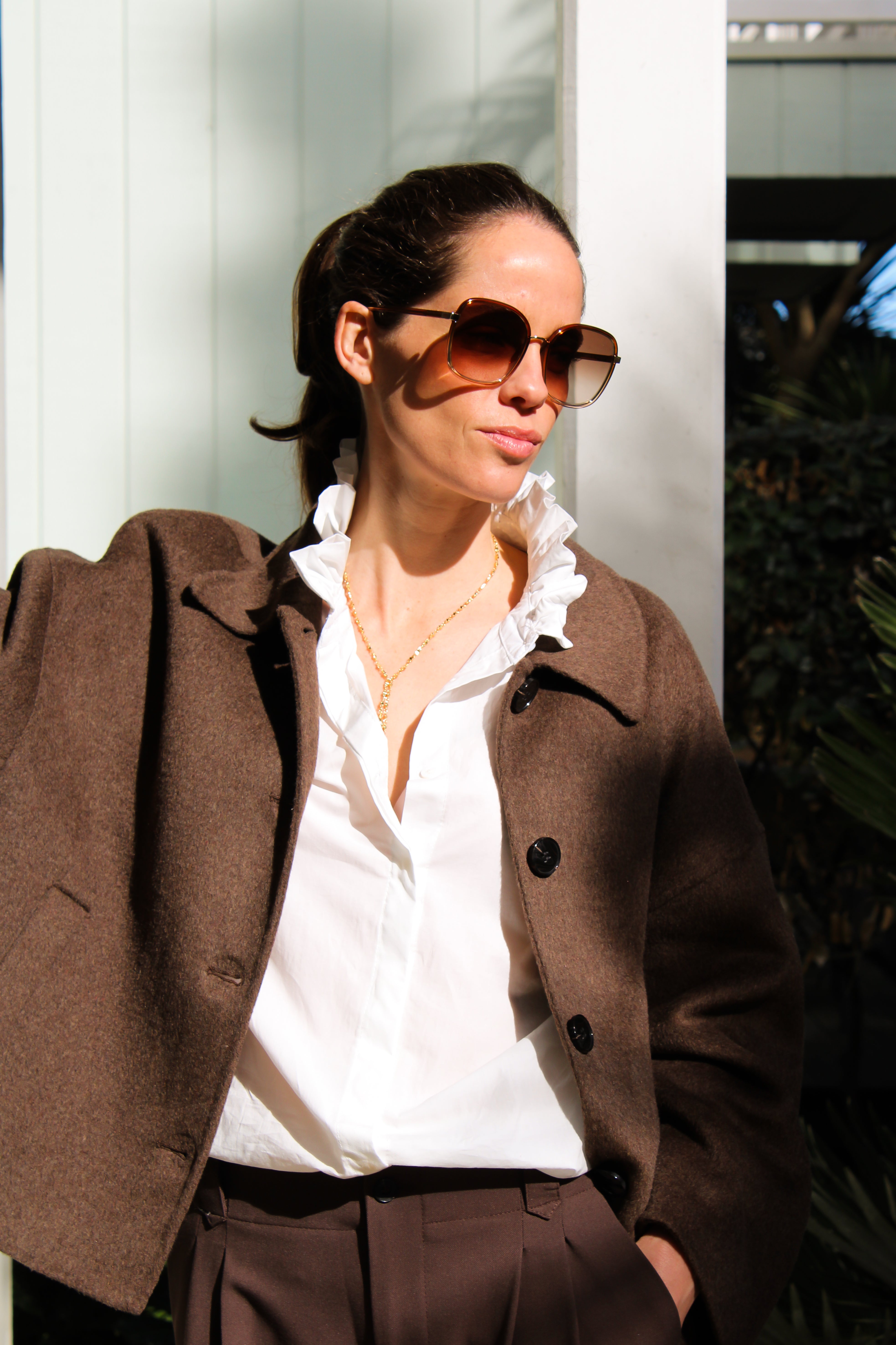 Caban double face Brun Chiné