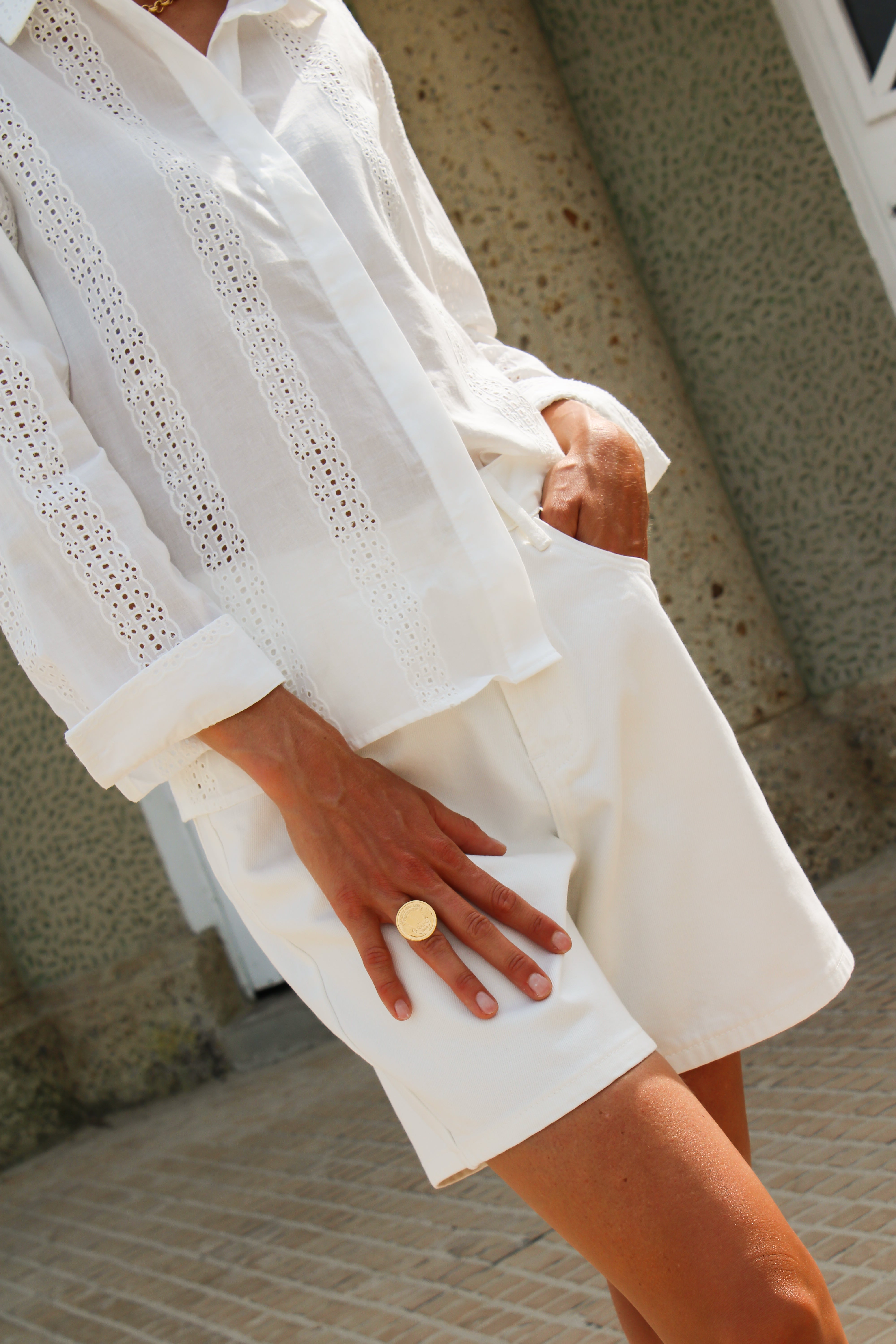 Short Denim Blanc