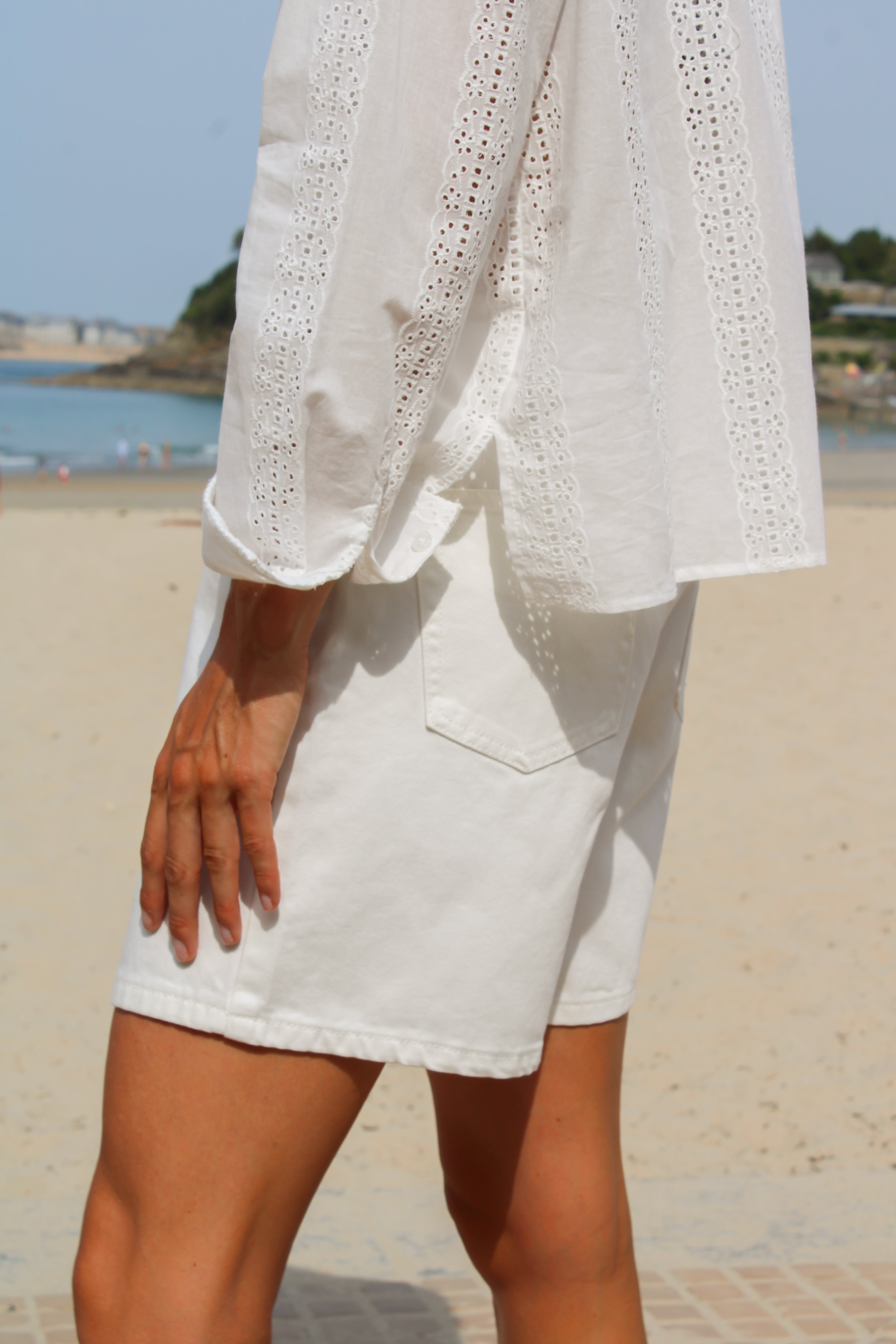Short Denim Blanc