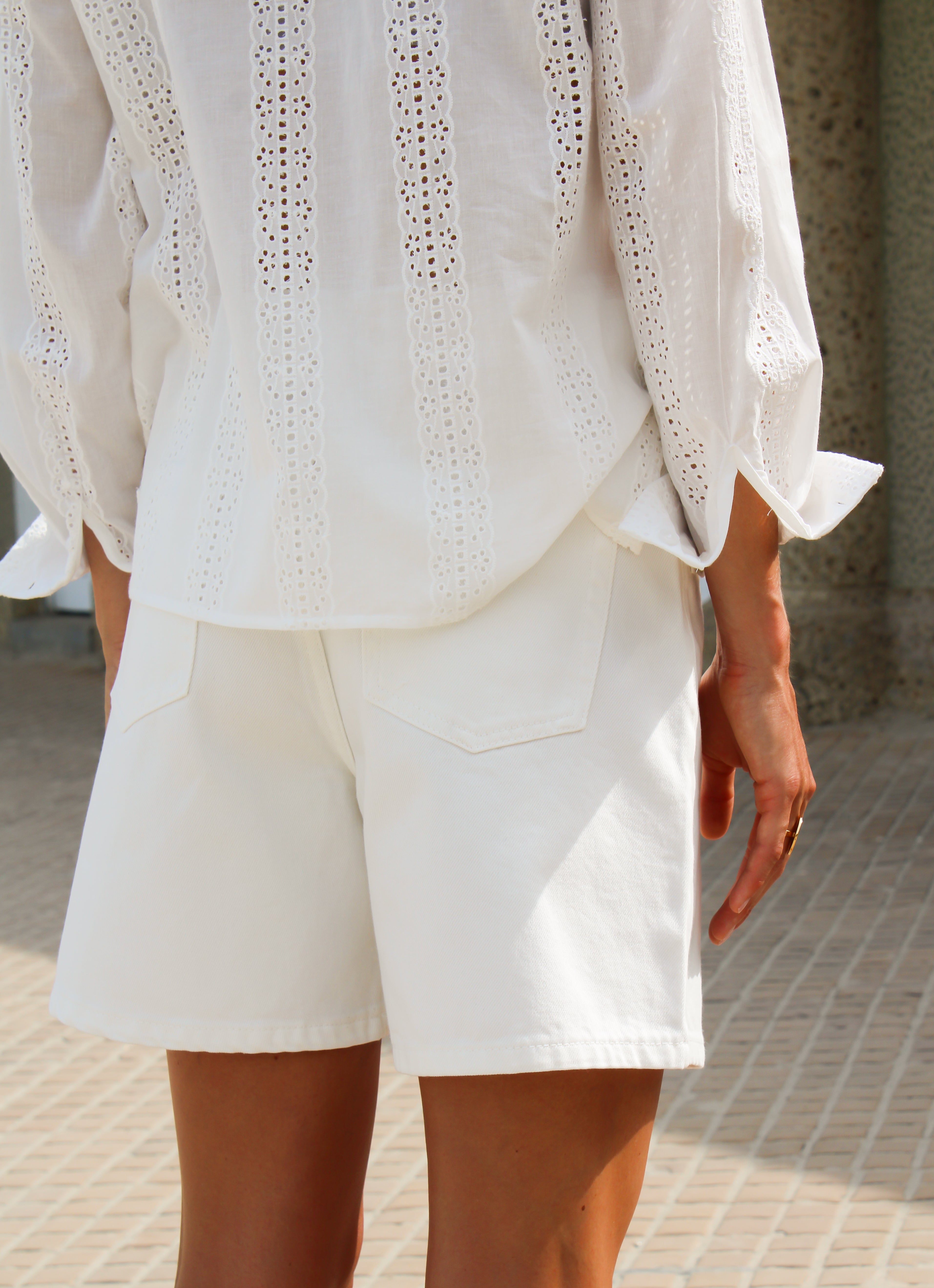 Short Denim Blanc
