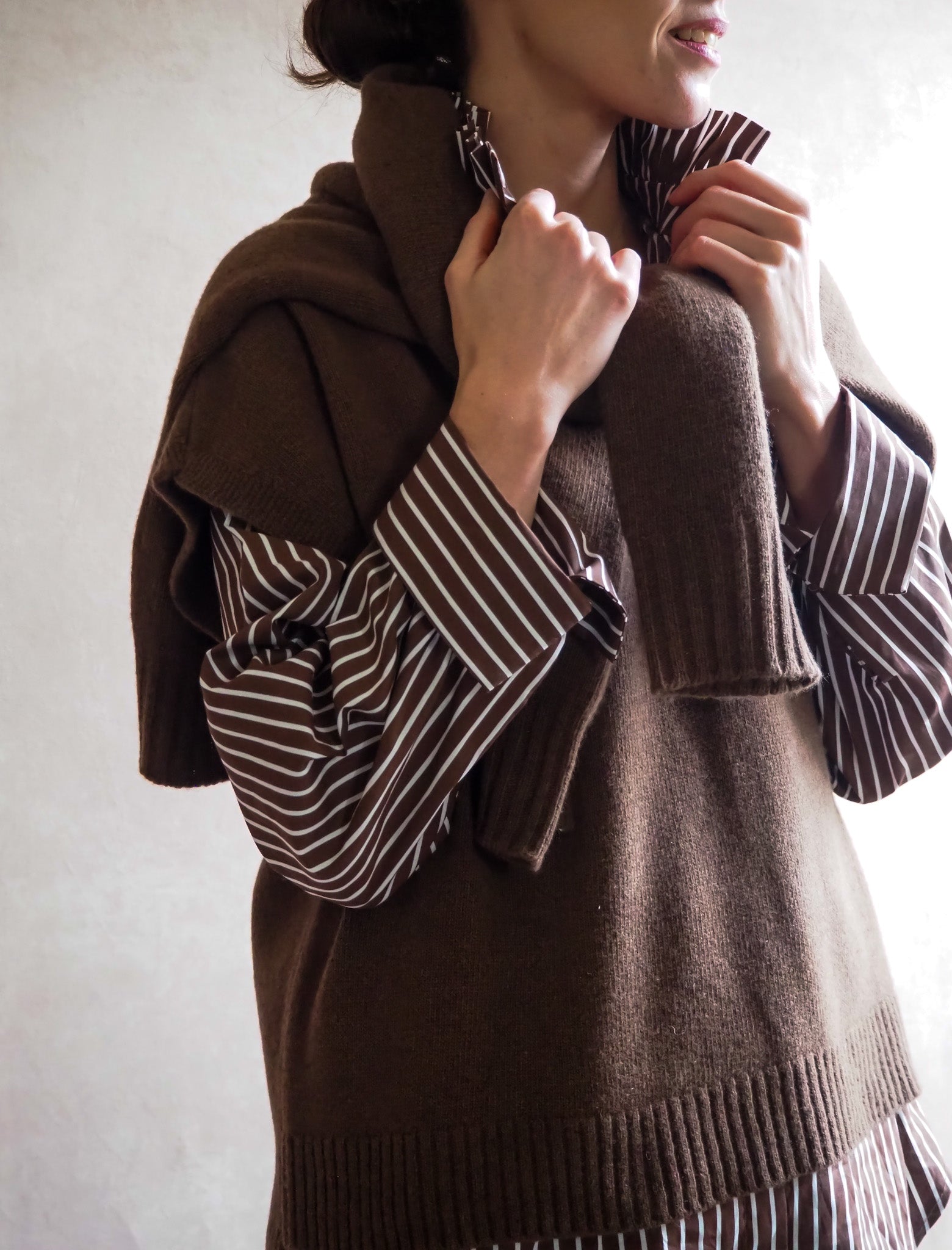 Le pull V Marron chiné