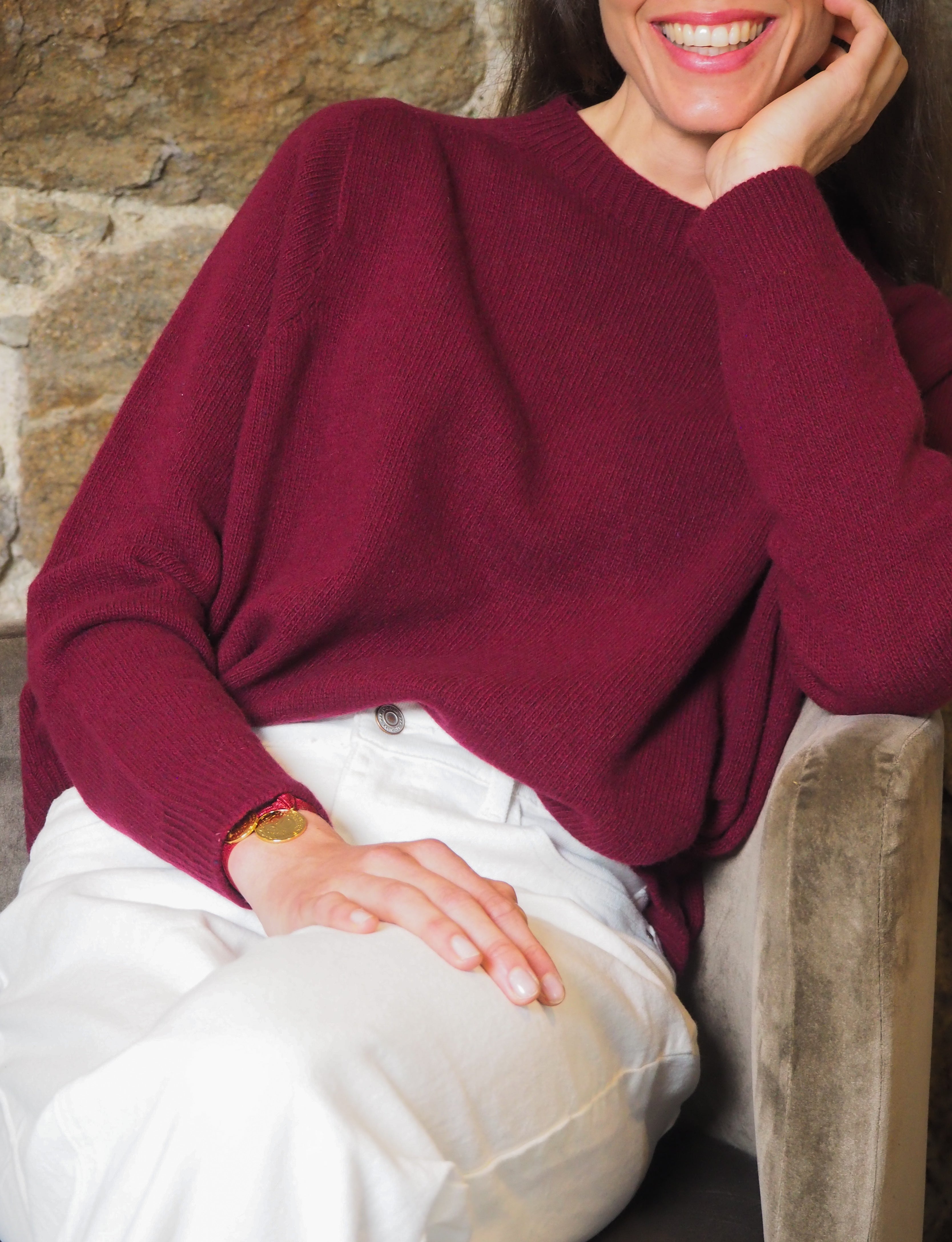 Le pull col Rond Bordeaux