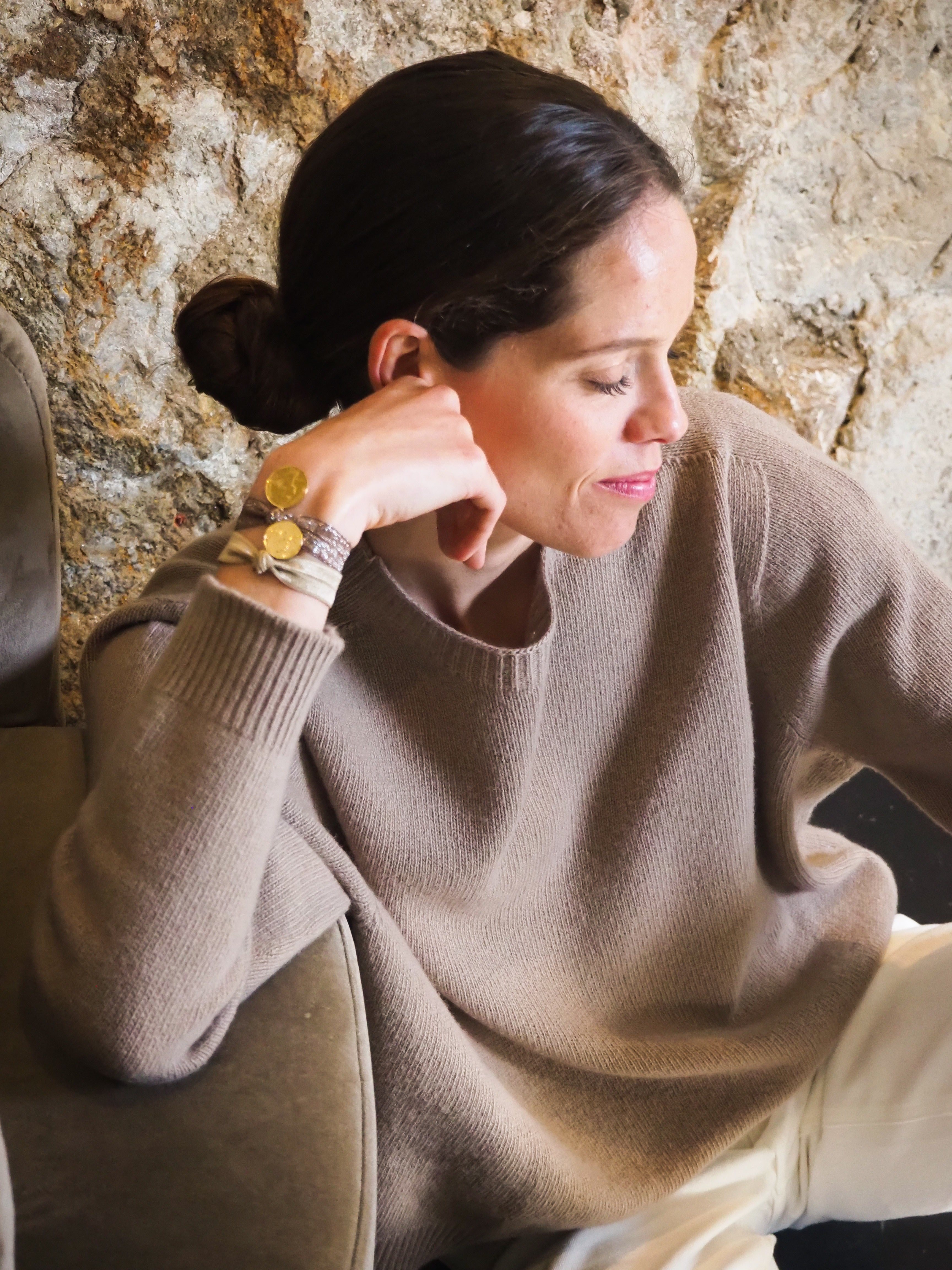 Le pull col Rond Taupe