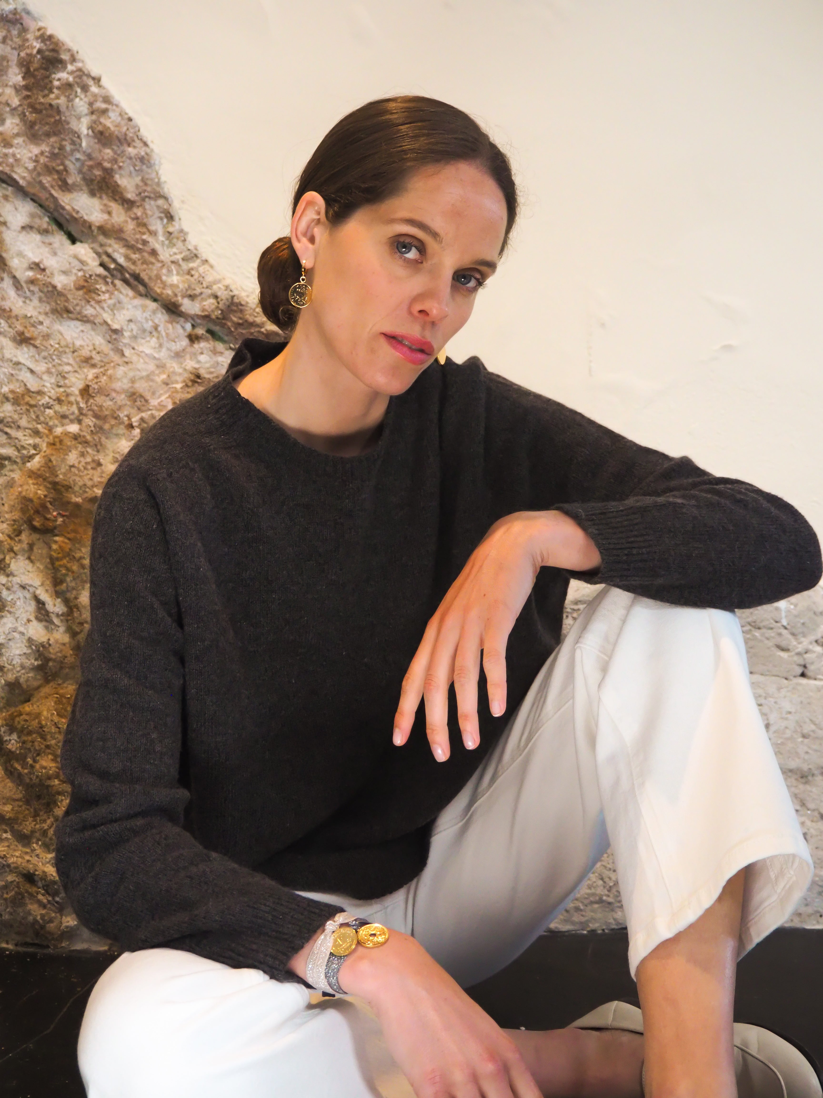 Le pull col Rond Gris chiné