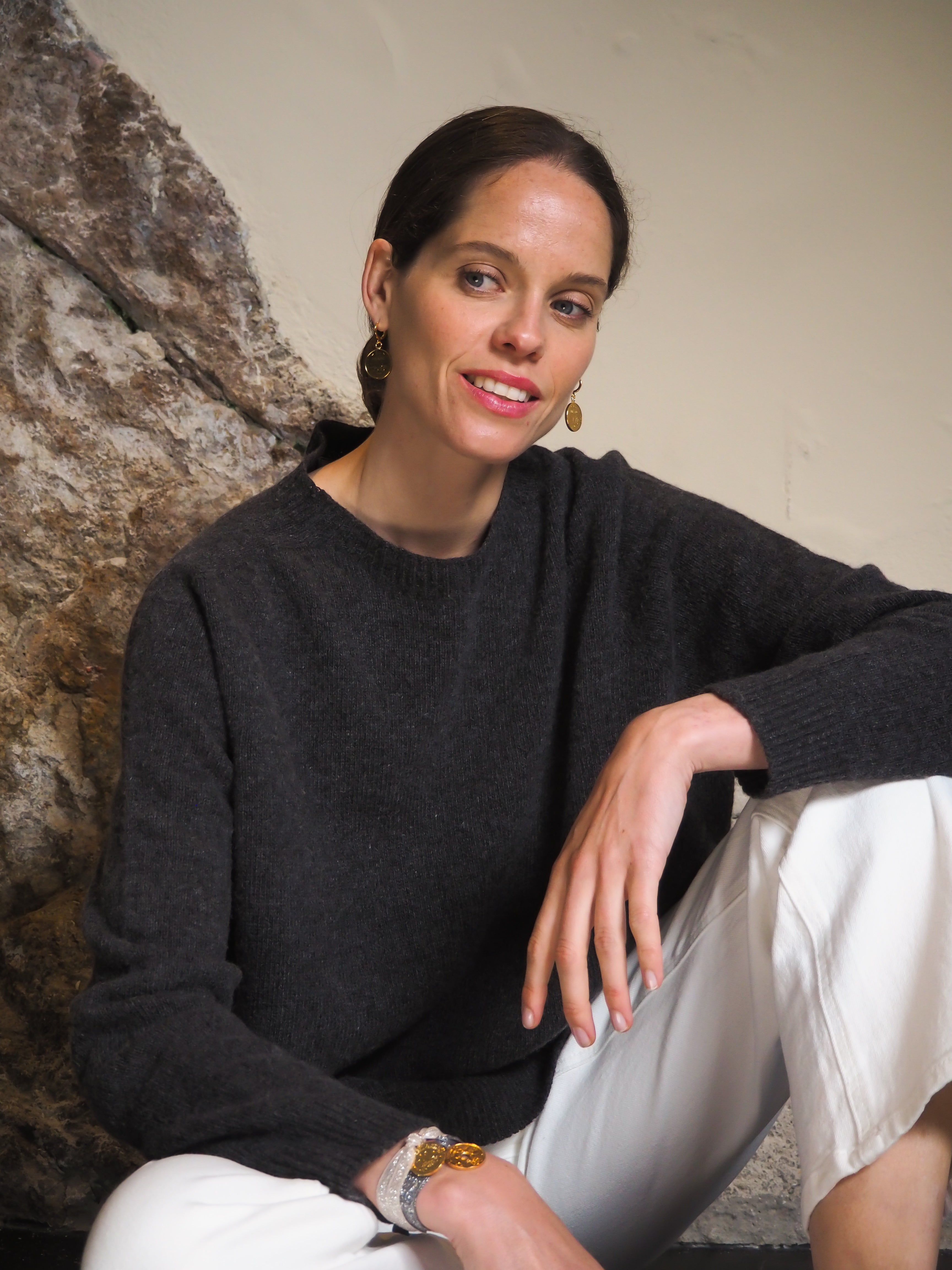 Le pull col Rond Gris chiné