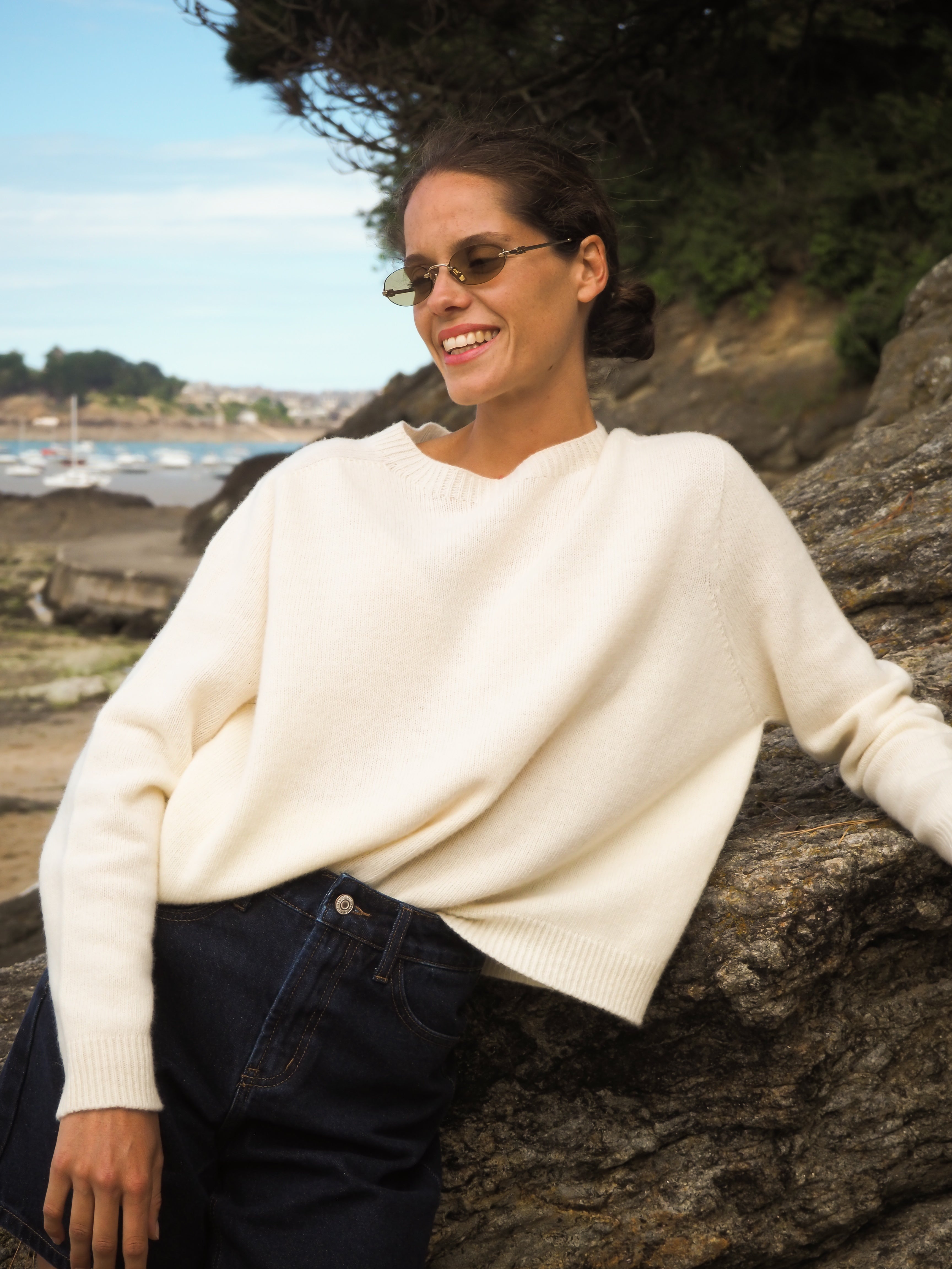 Le pull col Rond Écru