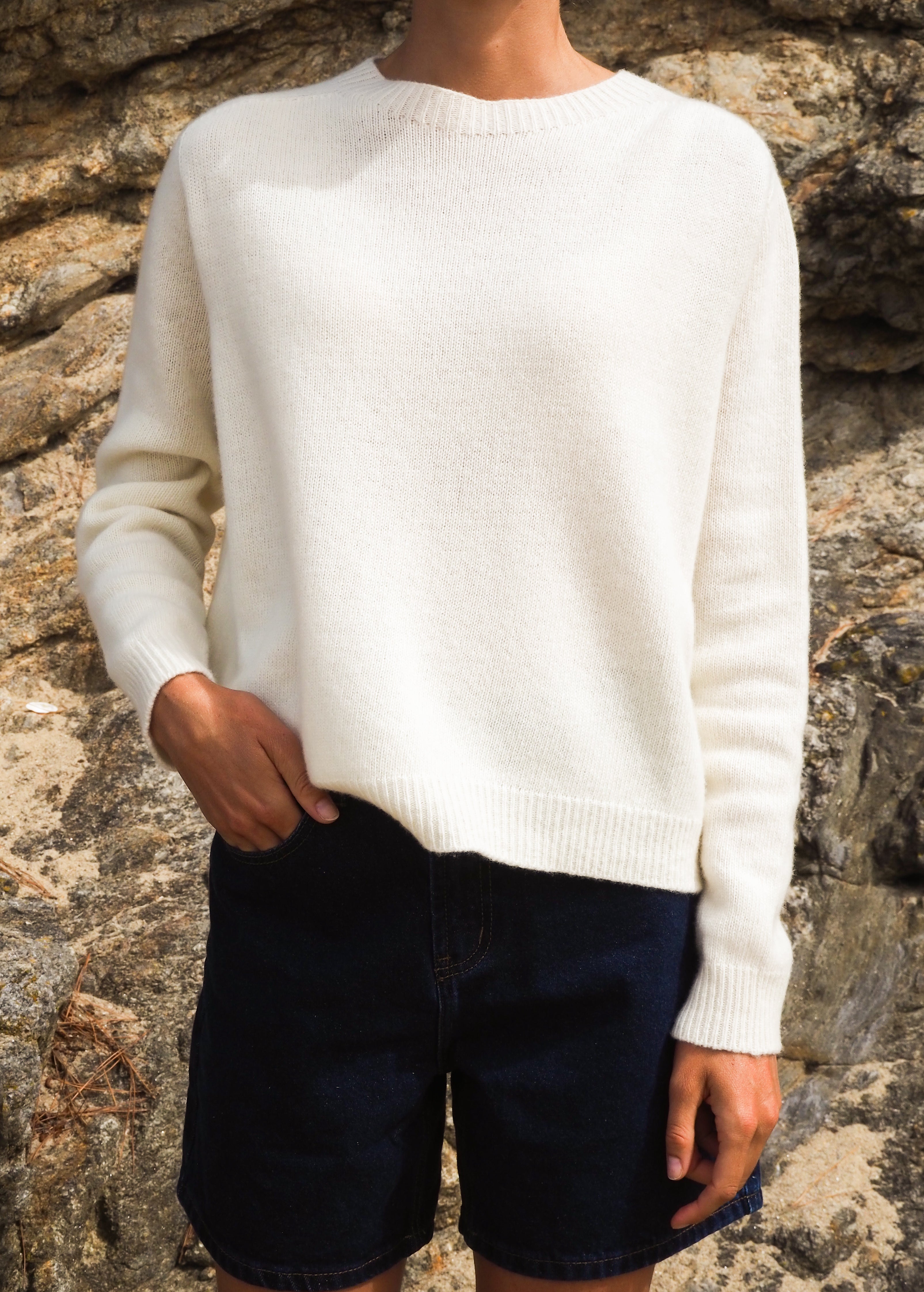 Le pull col Rond Écru