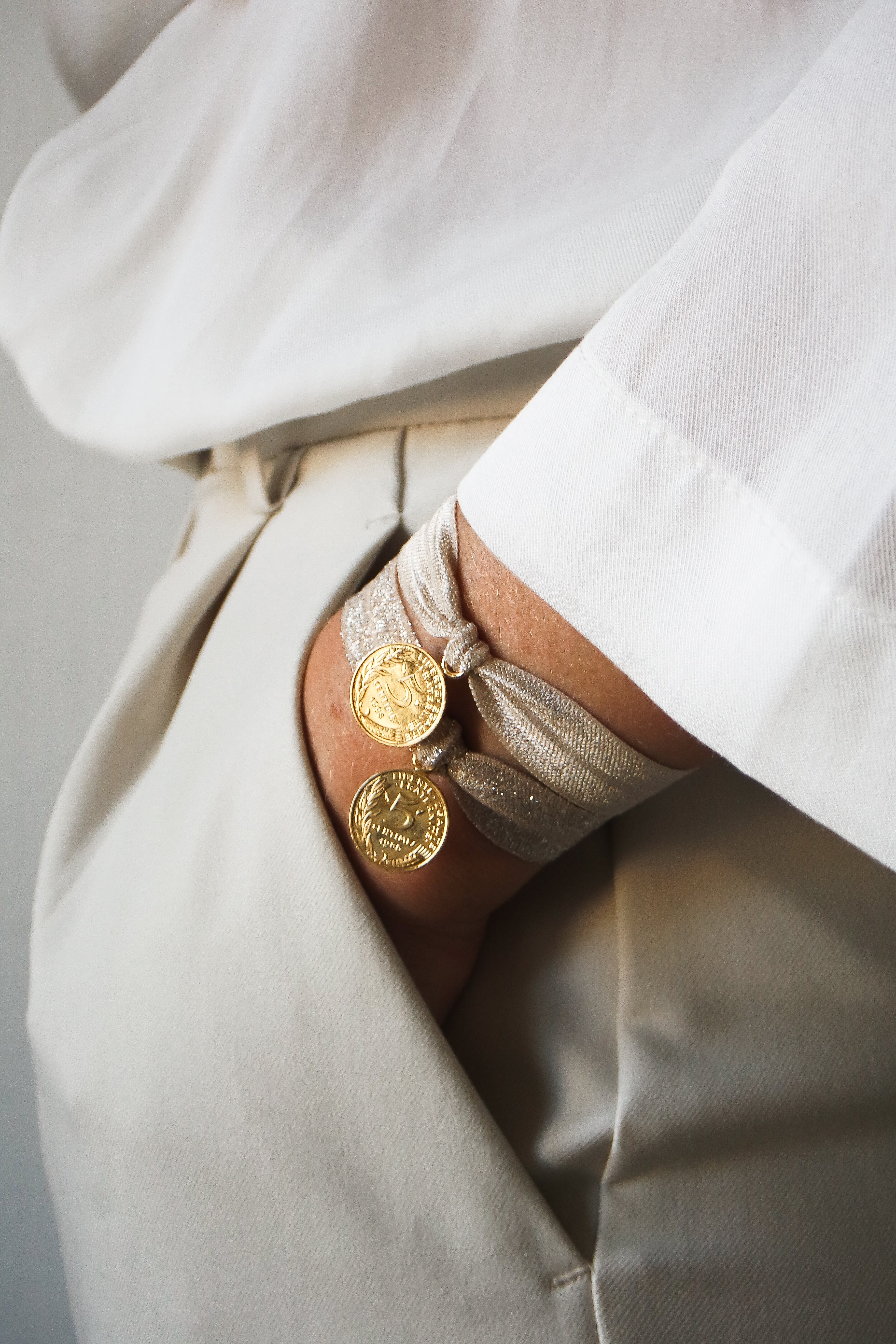 Le Bracelet élastiqué Glitter Beige