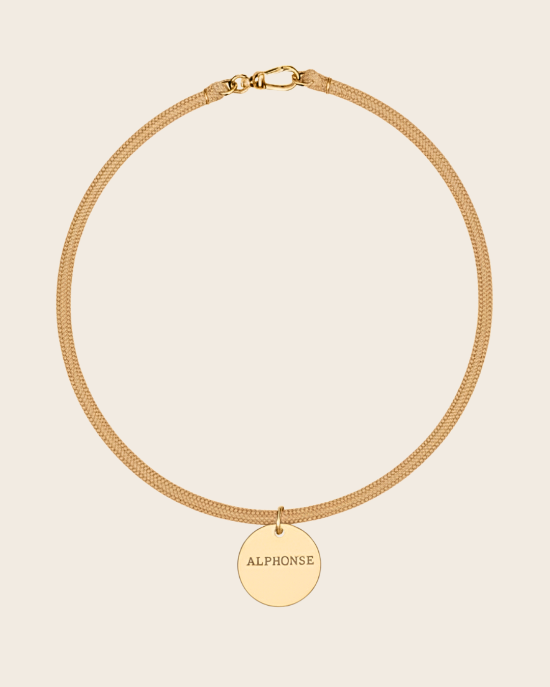 Collier médaille gravée Beige