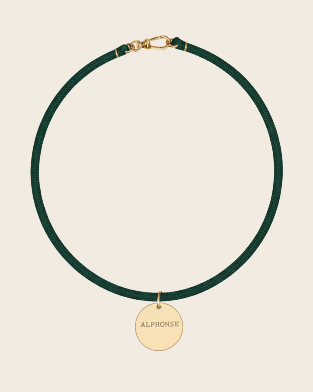 Collier médaille gravée Vert Emeraude