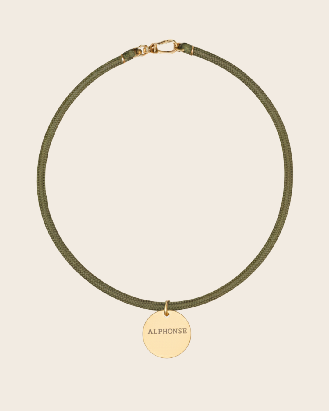 Collier médaille gravée Vert Tilleul