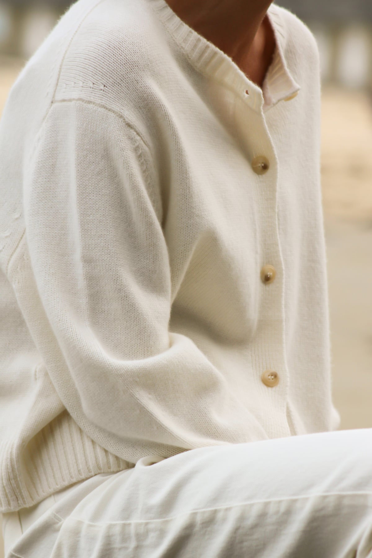 Cardigan laine Écru