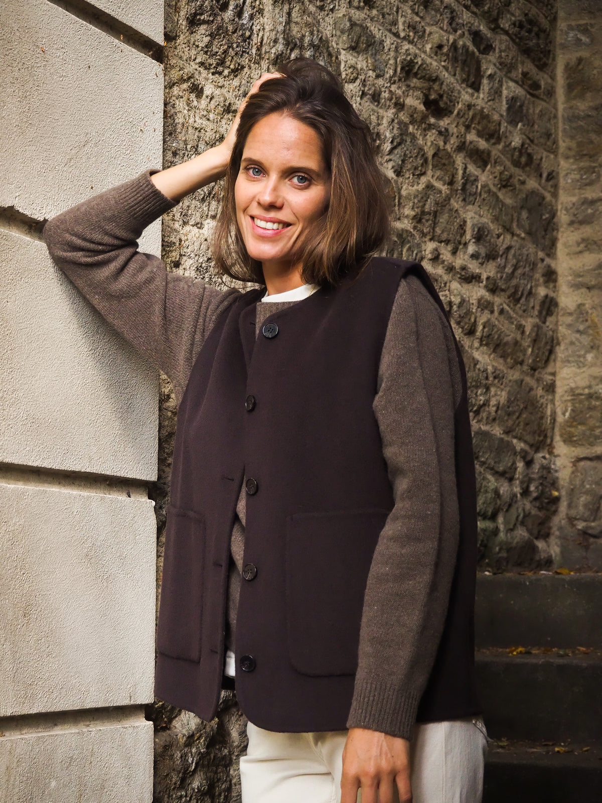 Veste sans manches double face Ébène