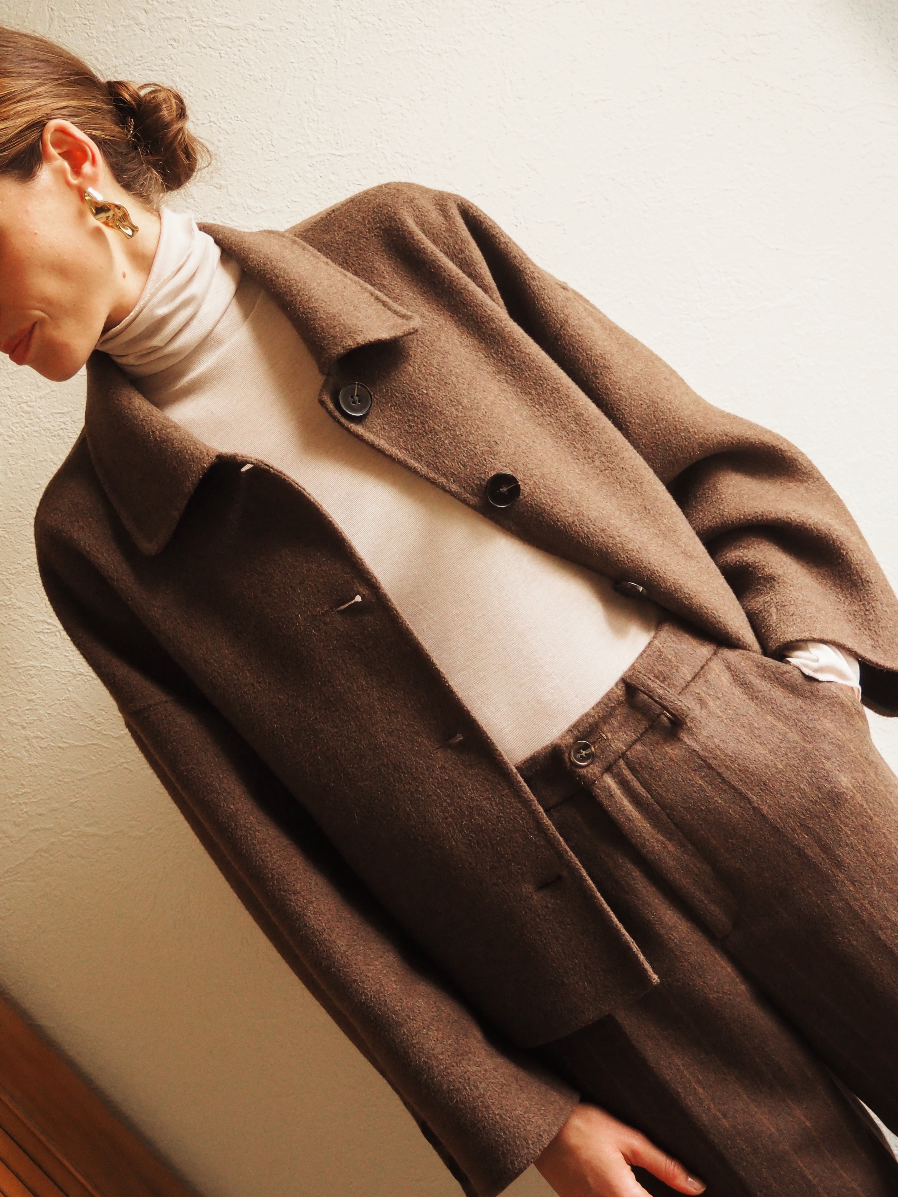 Caban double face Brun Chiné