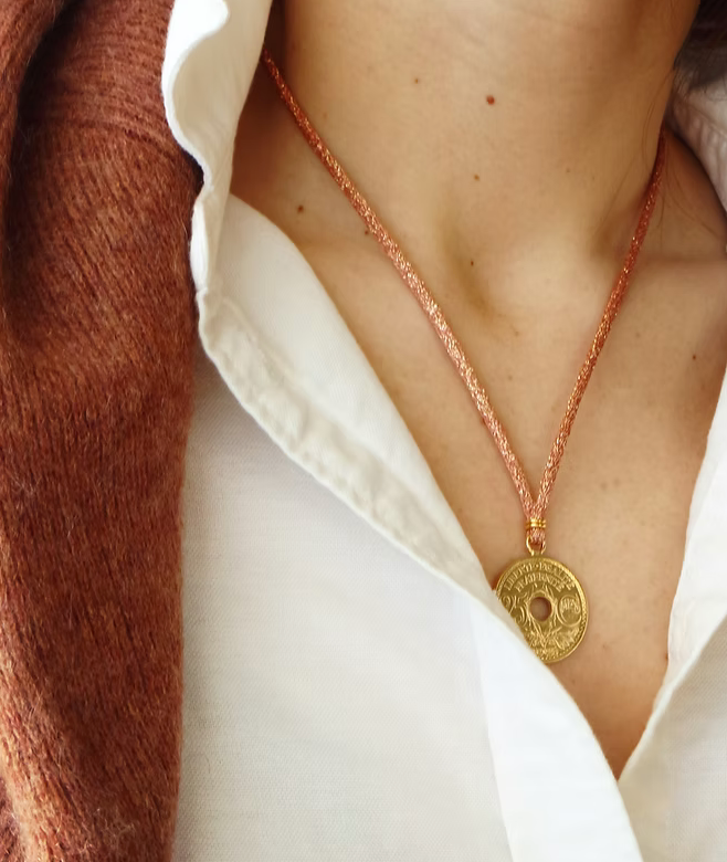 Collier irisé Vieux rose