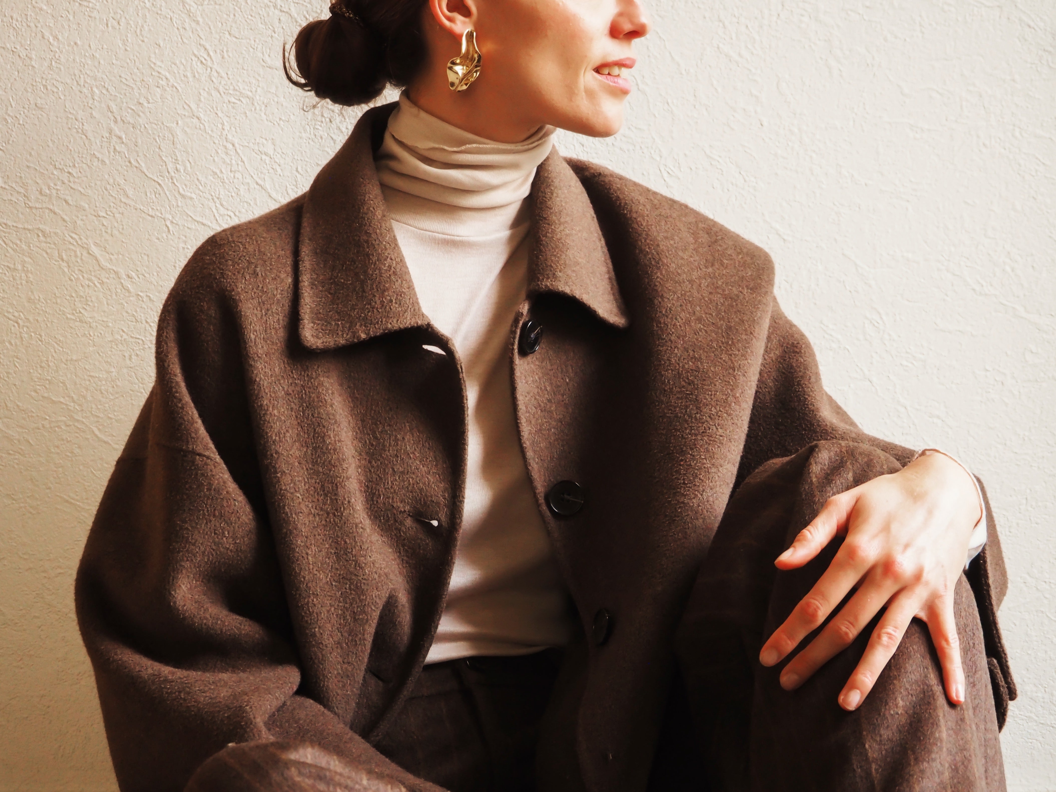 Caban double face Brun Chiné