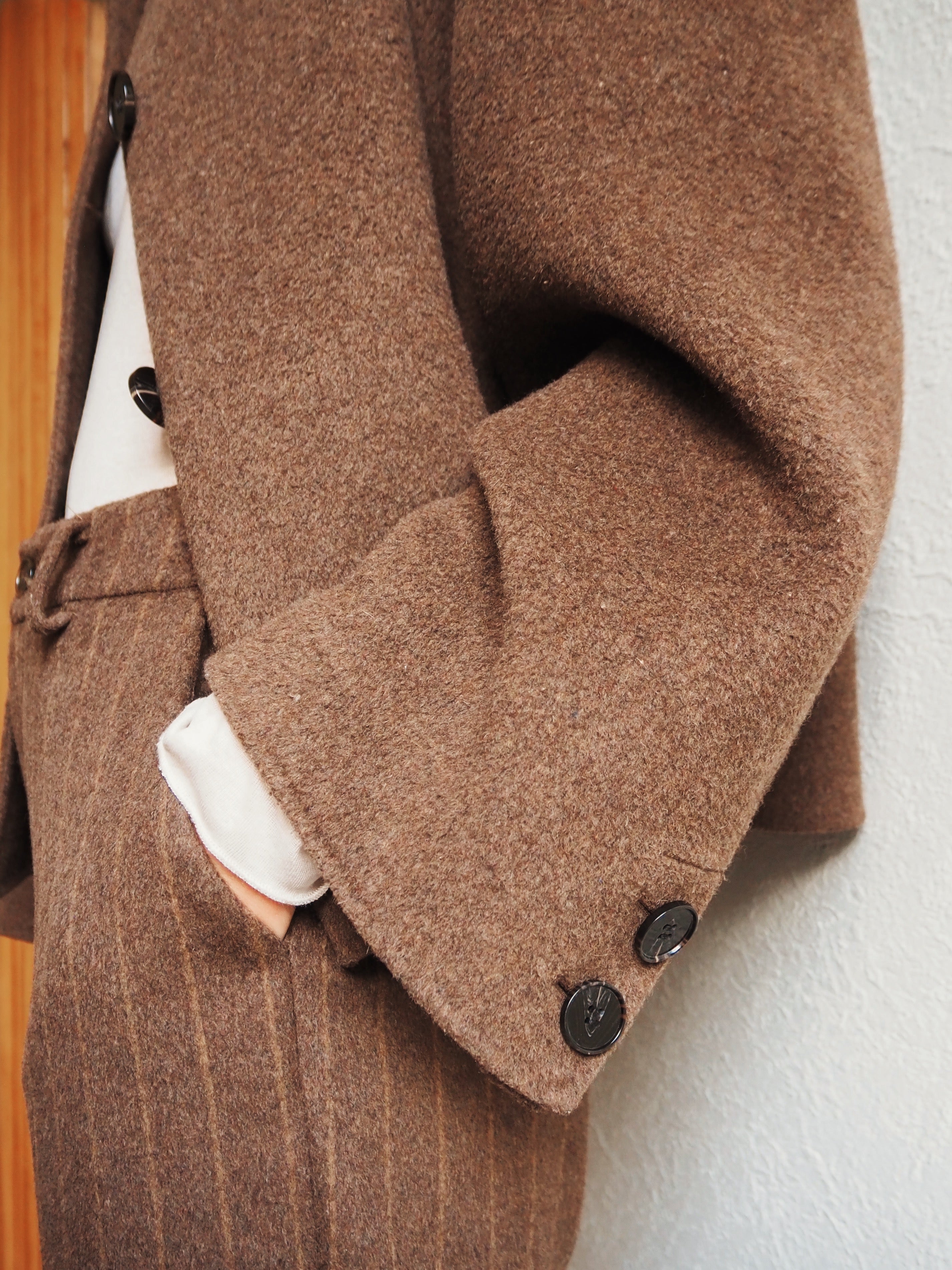 Caban double face Brun Chiné