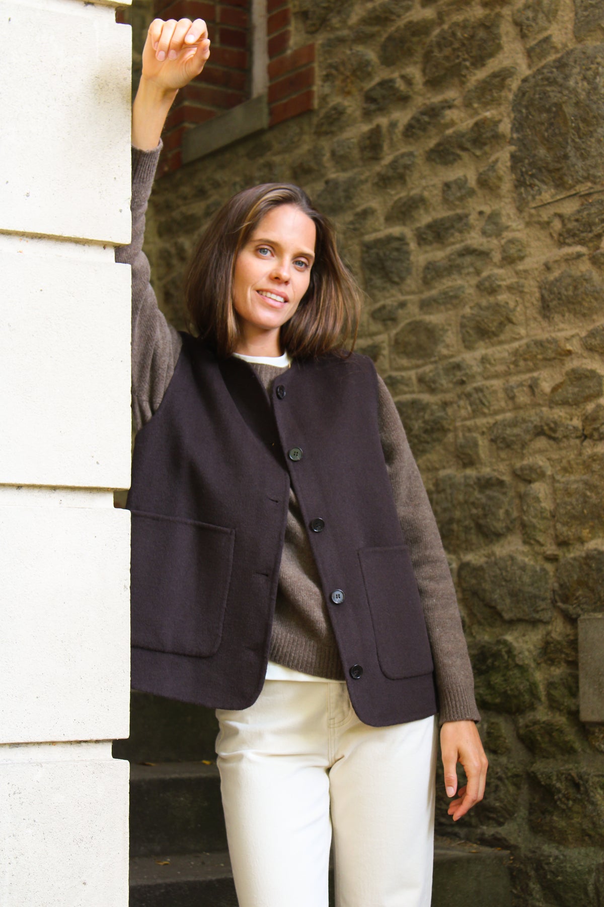 Veste sans manches double face Ébène