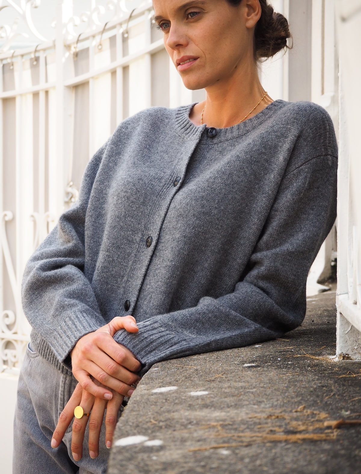 Cardigan laine Gris