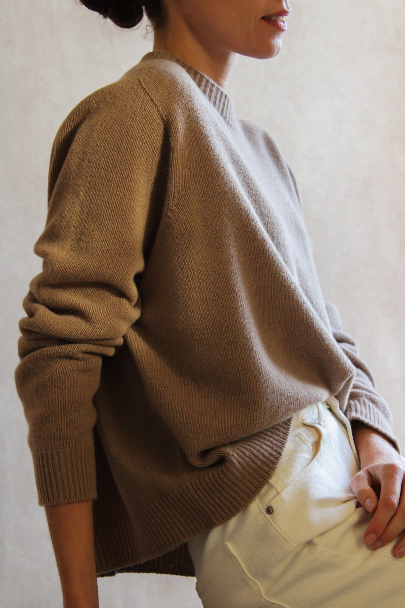 Le pull col Rond Taupe
