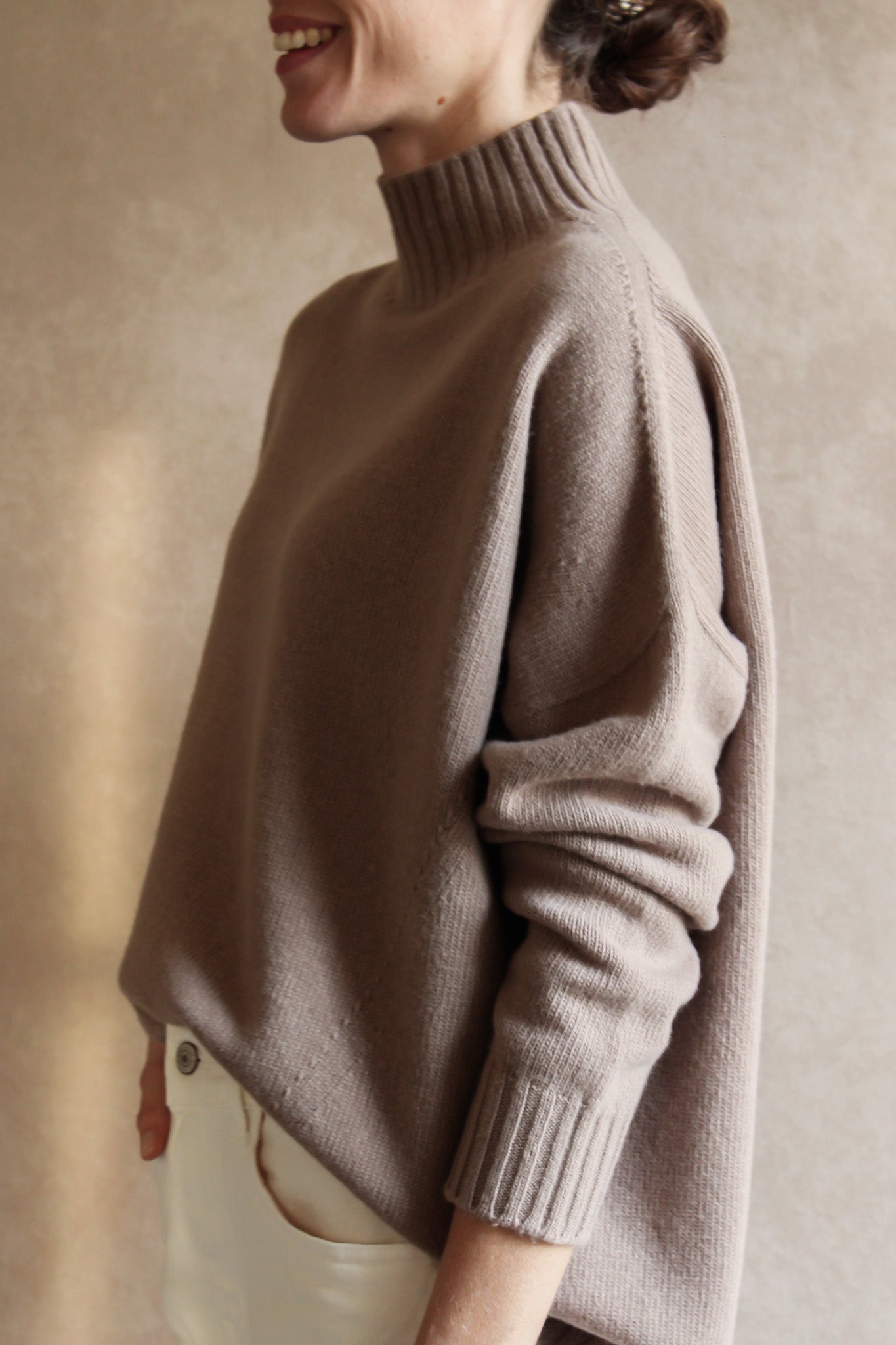 Le Pull col Roulé Taupe