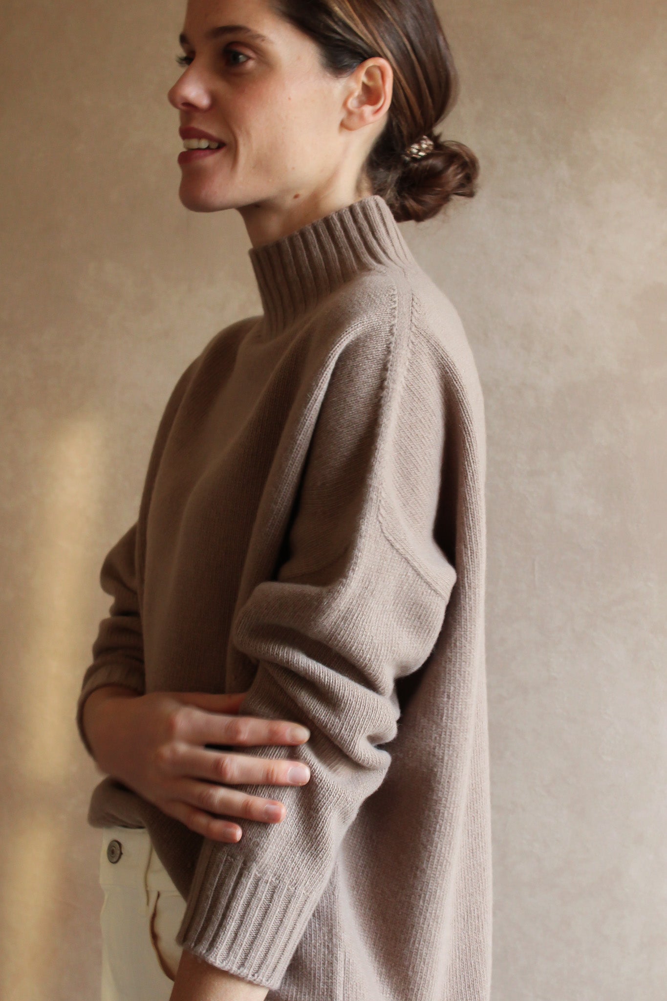 Le Pull col Roulé Taupe