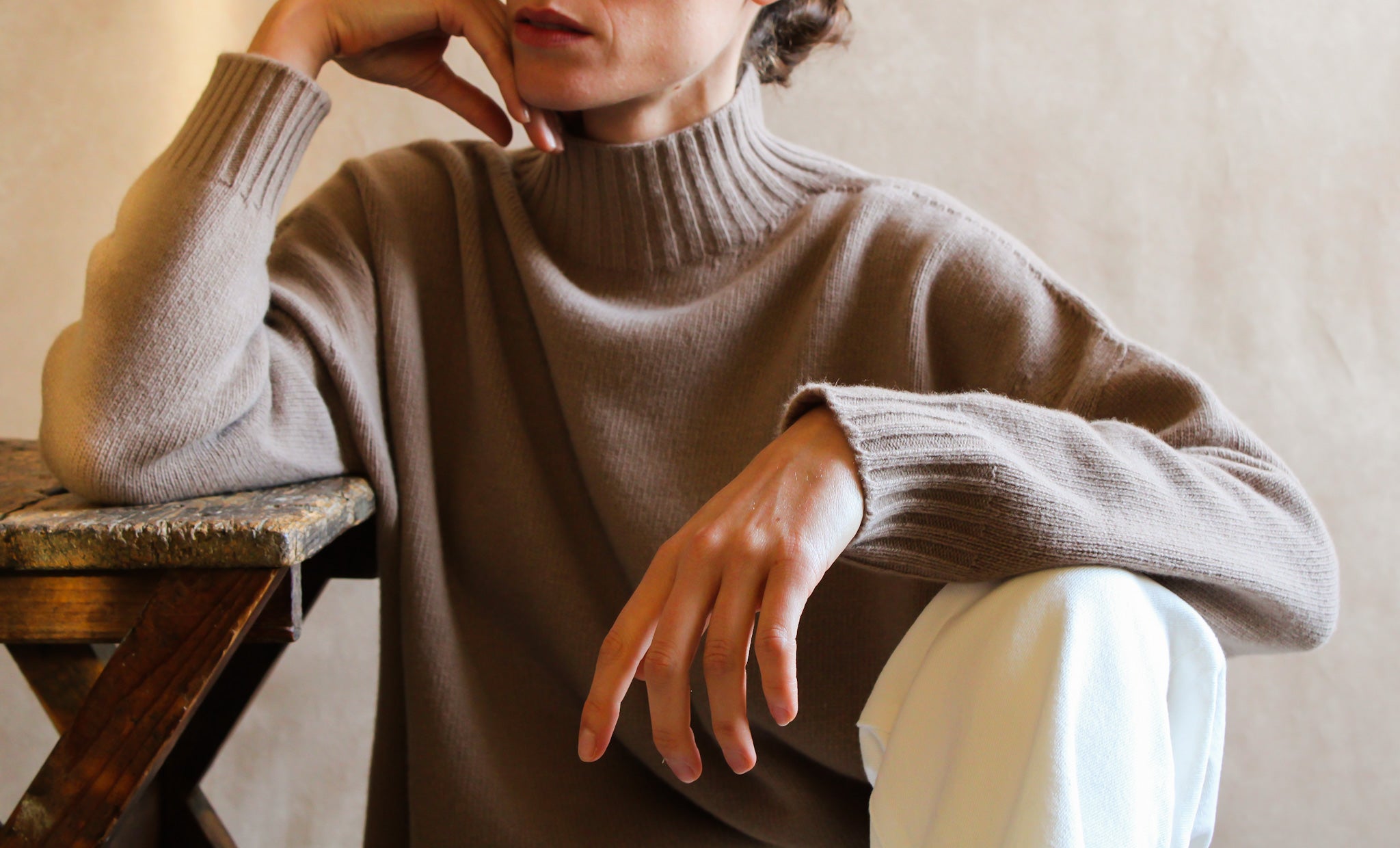 Le Pull col Roulé Taupe