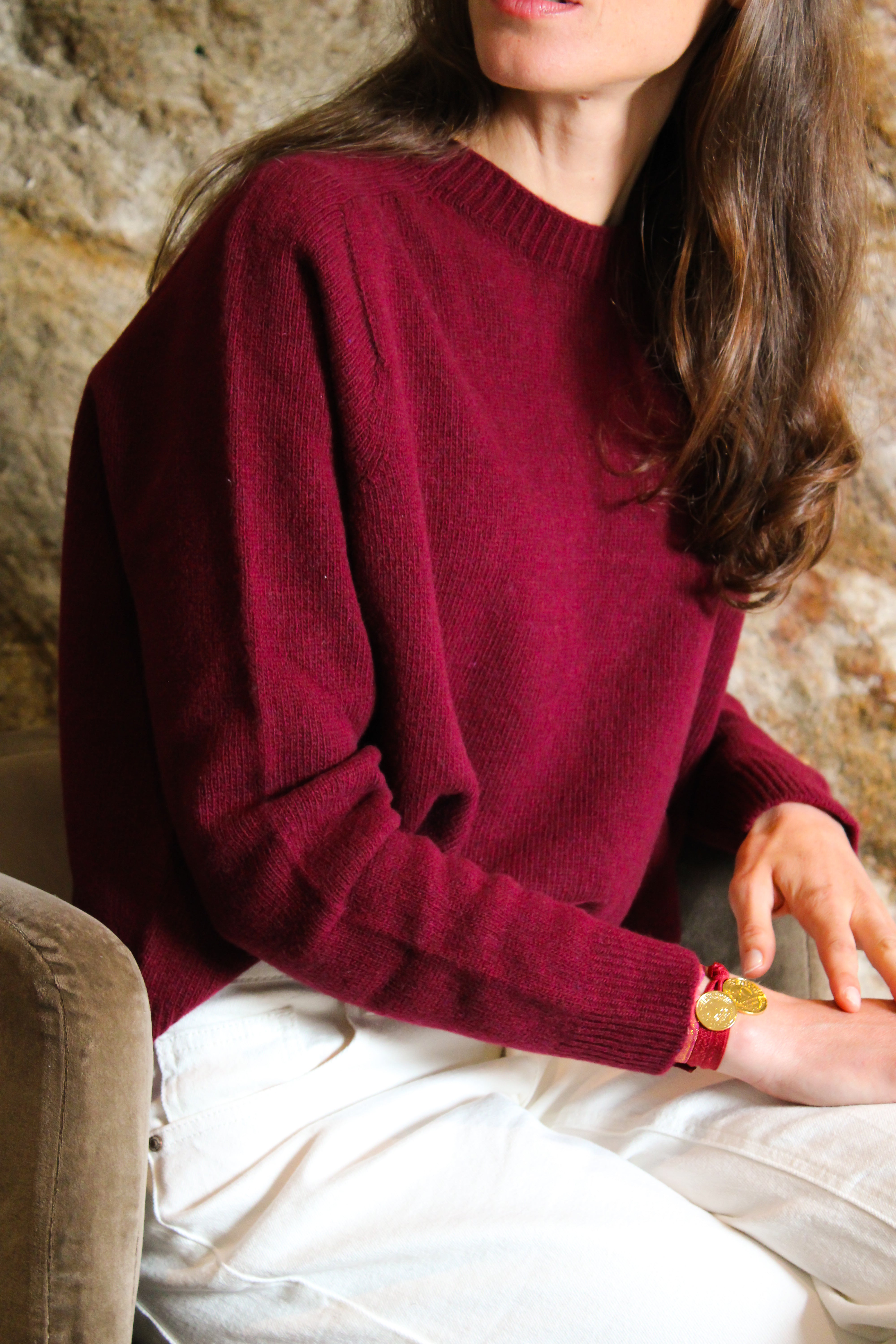 Le pull col Rond Bordeaux