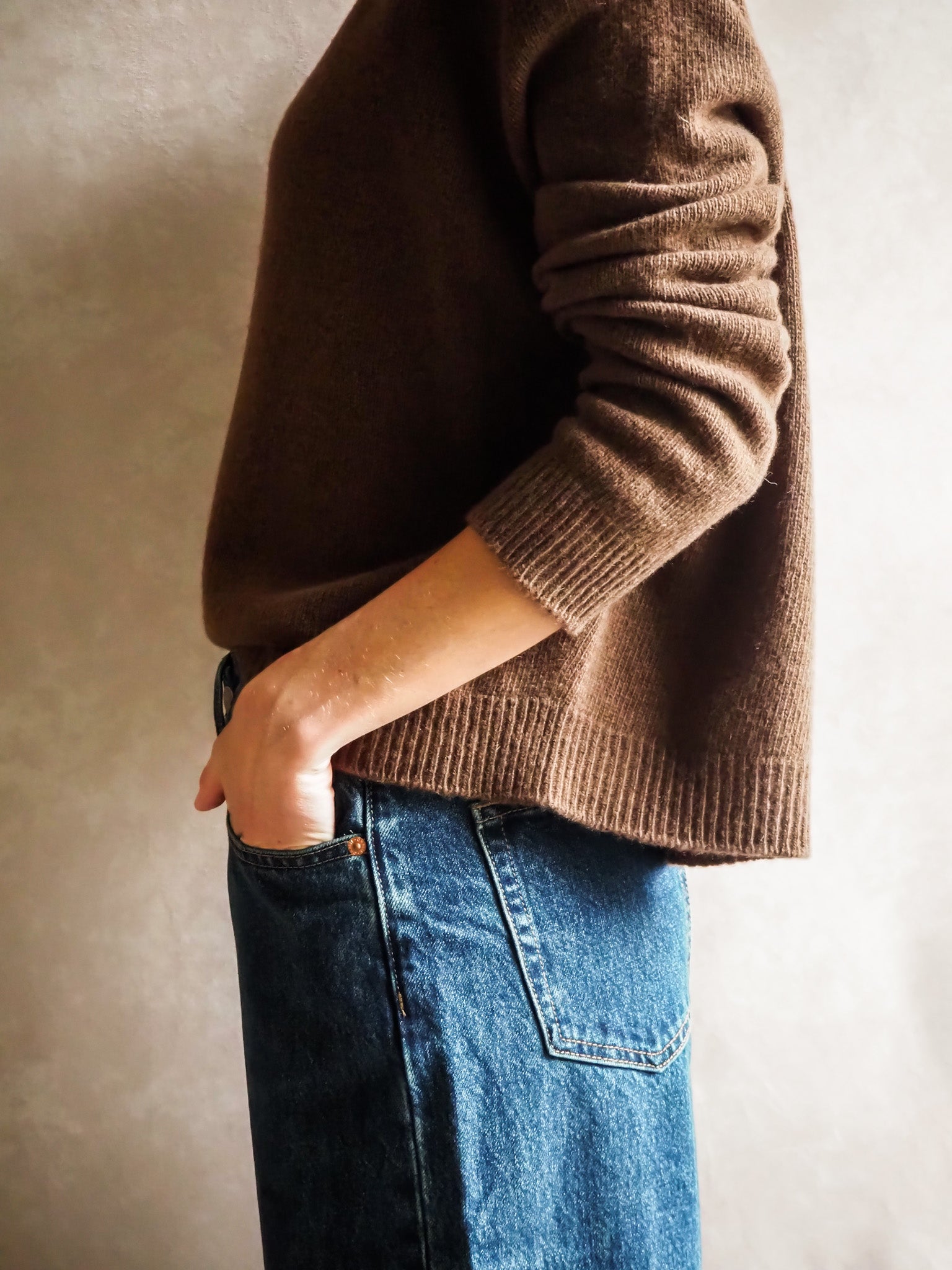 Le pull col Rond Marron chiné