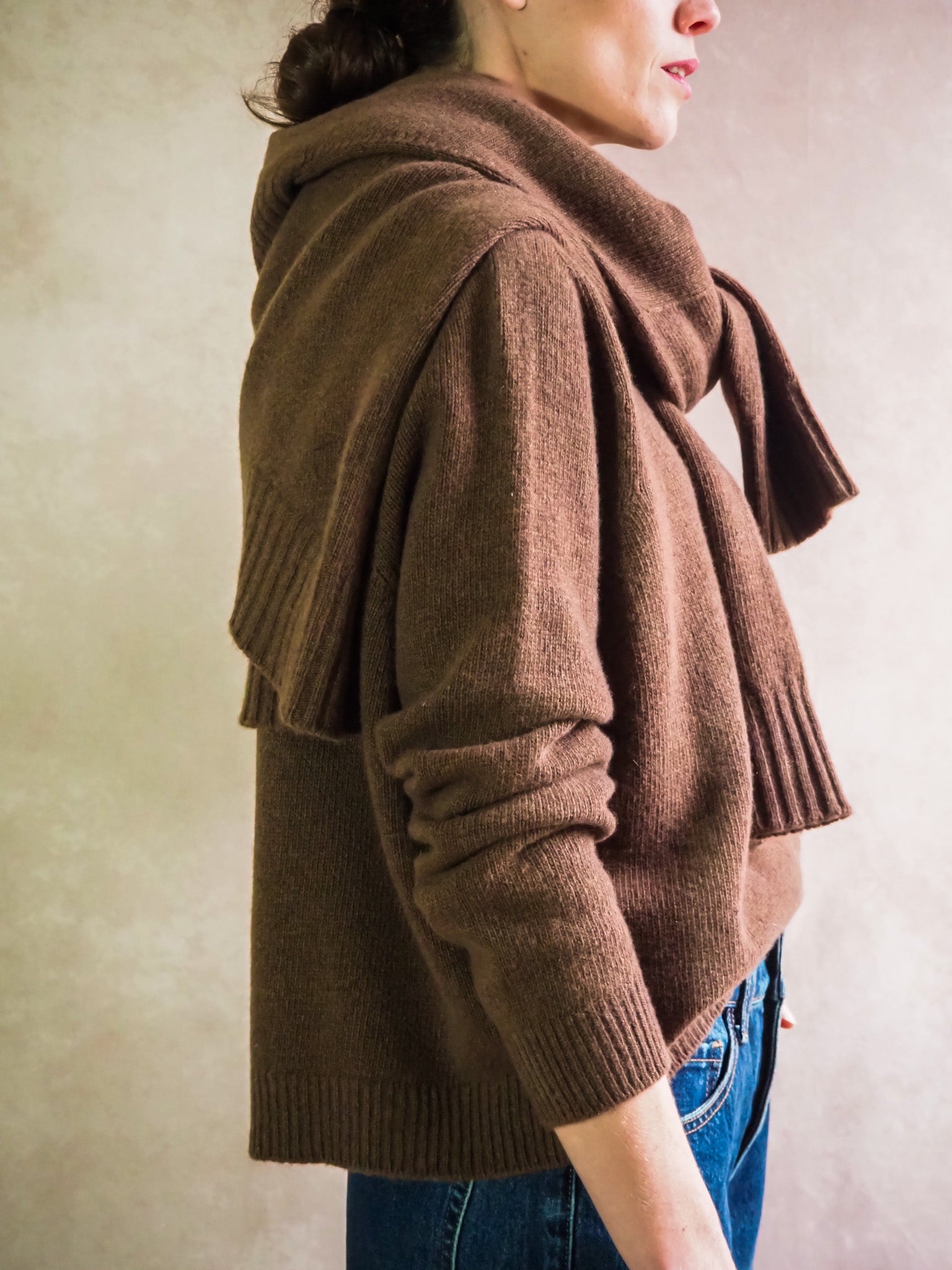 Le Pull col Roulé Marron chiné