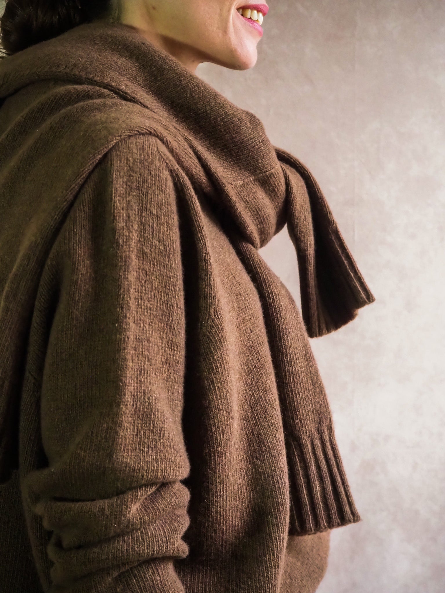 Le pull col Rond Marron chiné