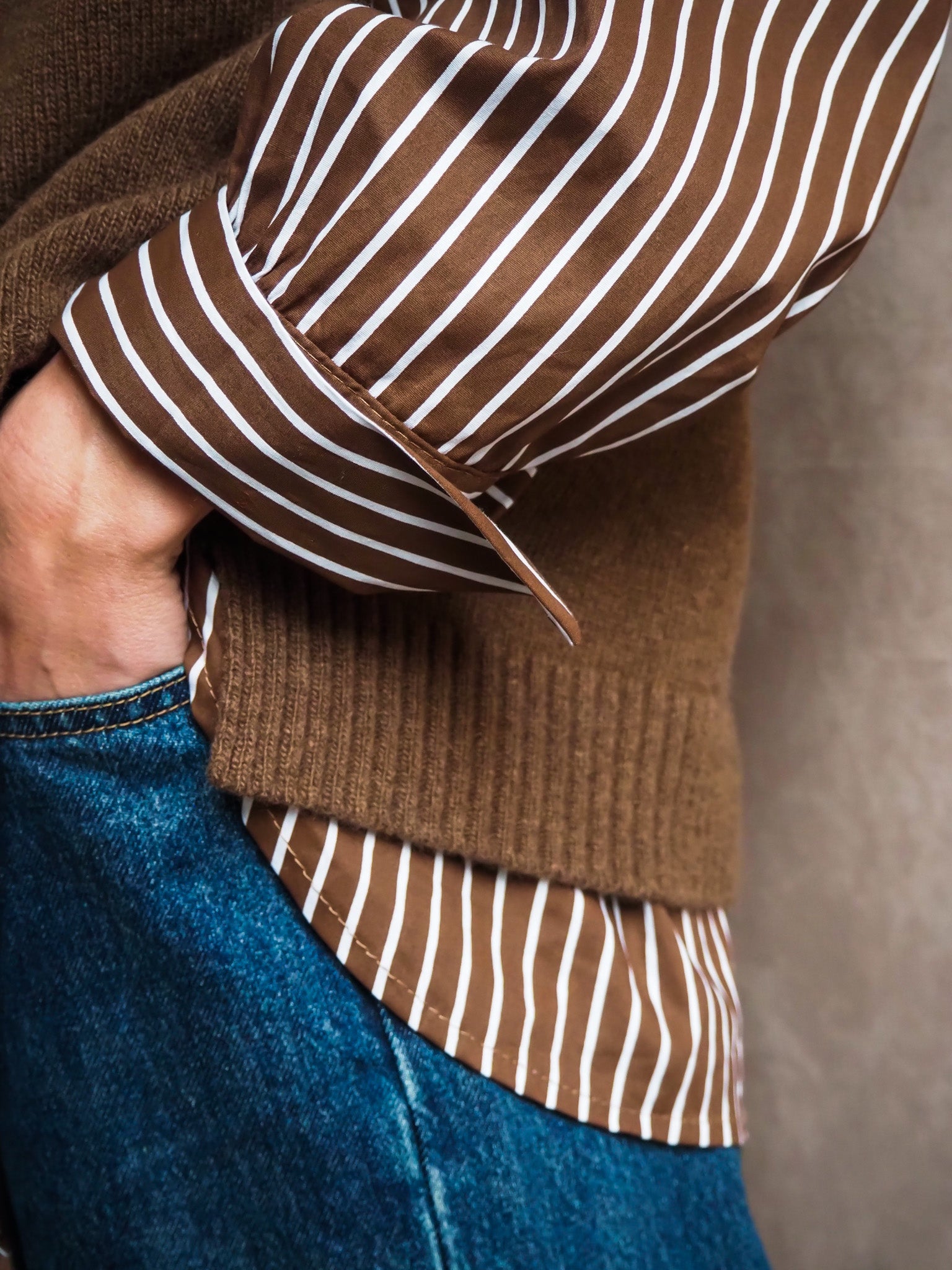 Le pull V Marron chiné