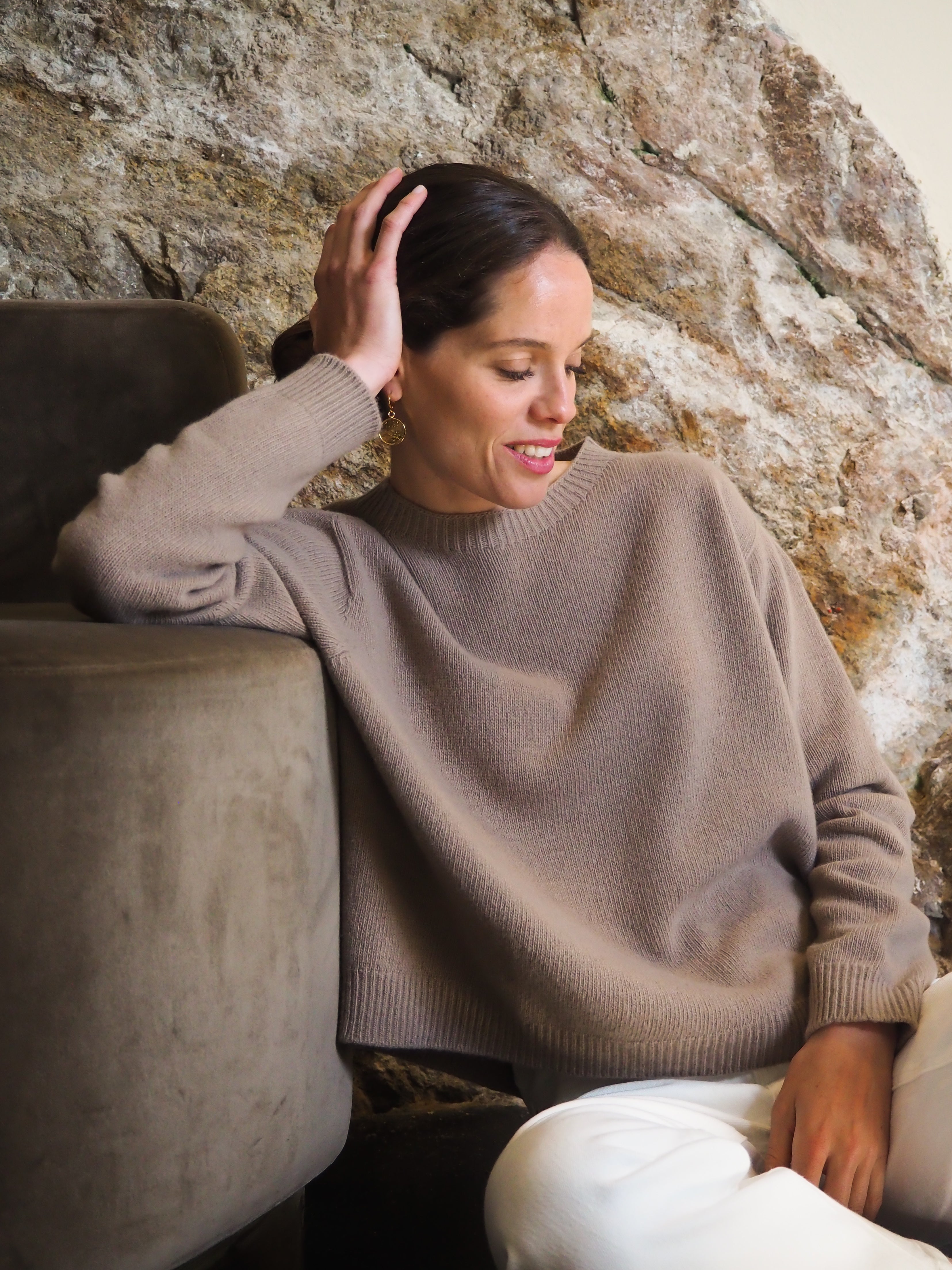 Le pull col Rond Taupe