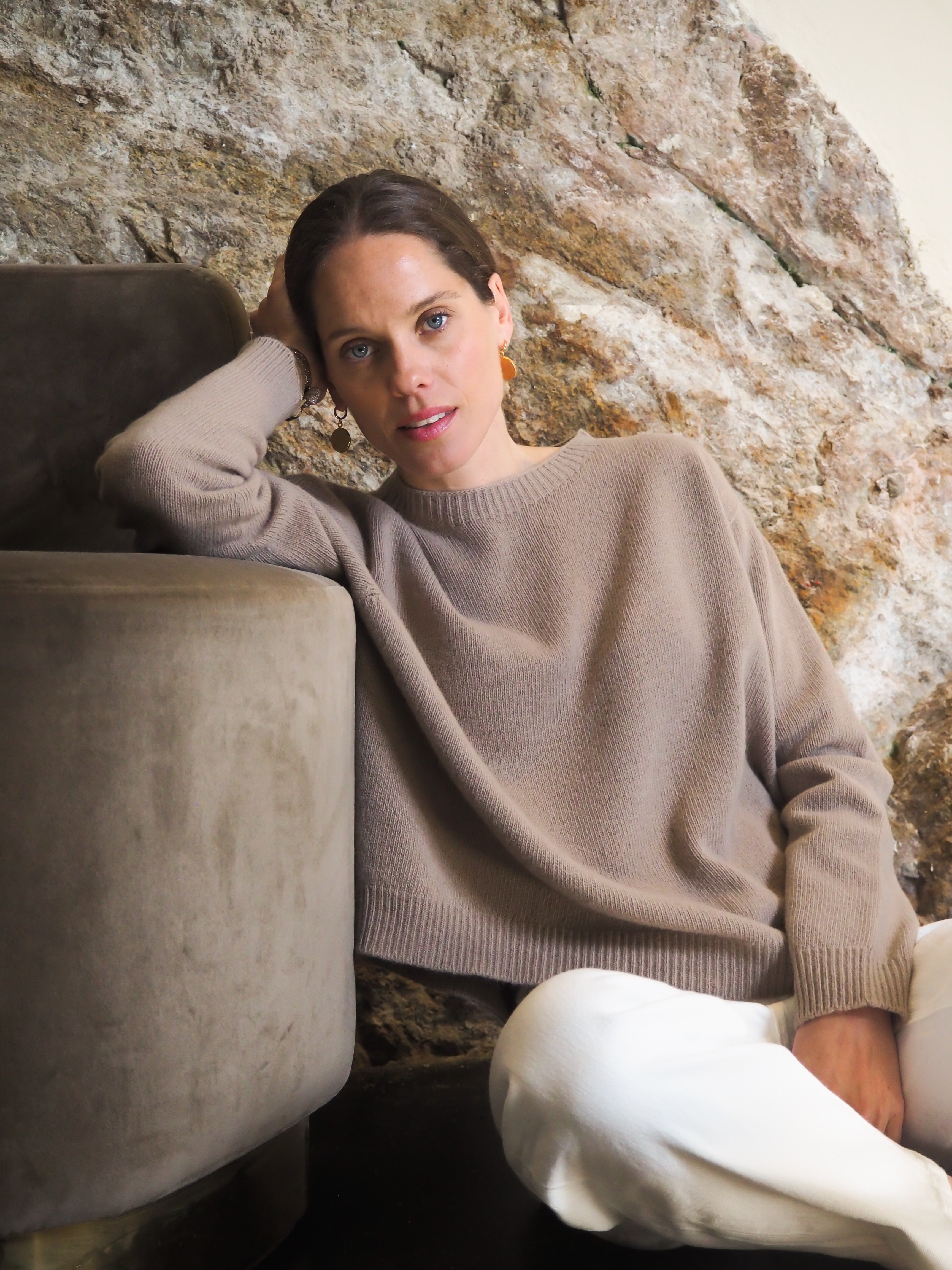 Le pull col Rond Taupe