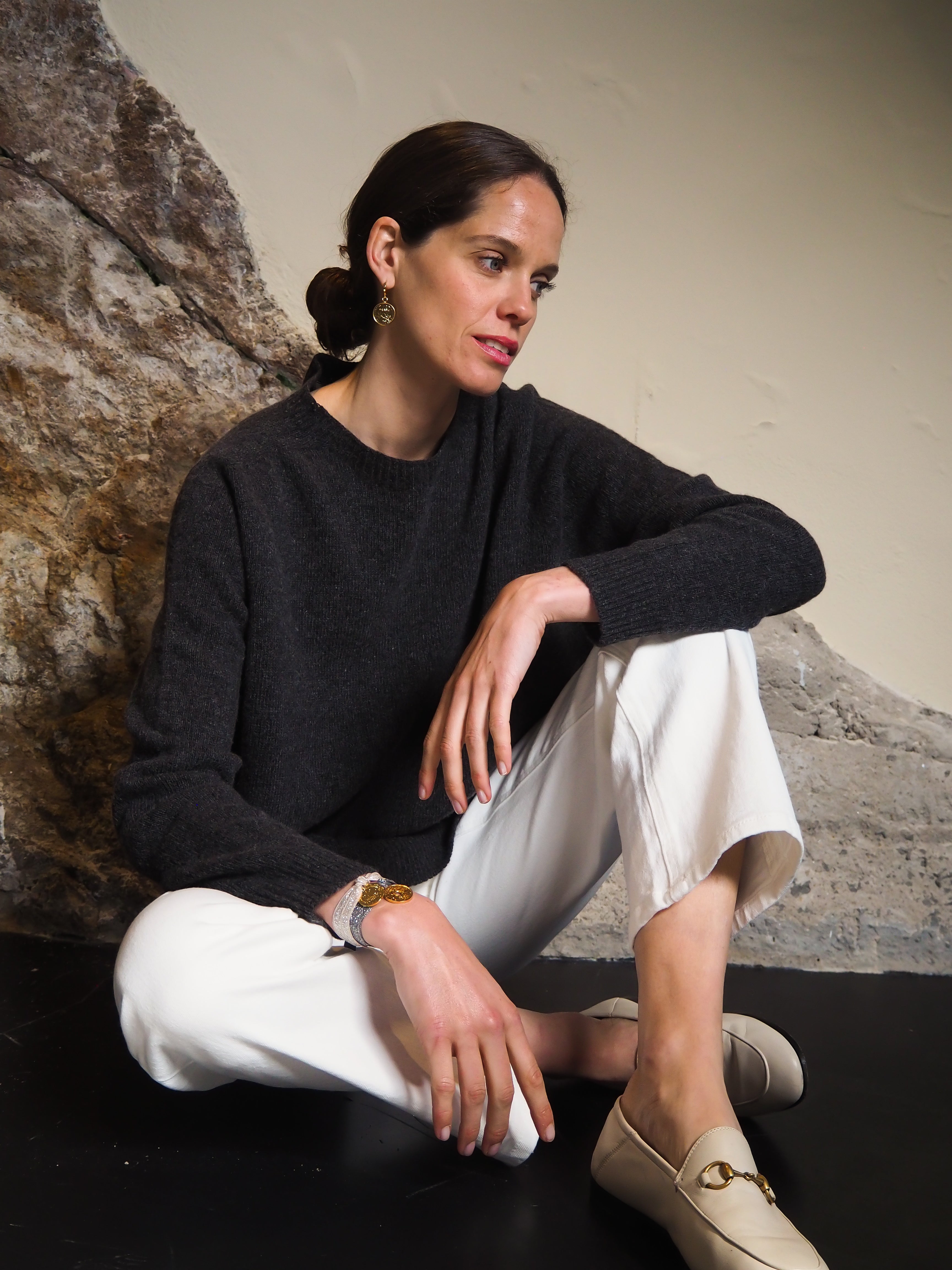 Le pull col Rond Gris chiné