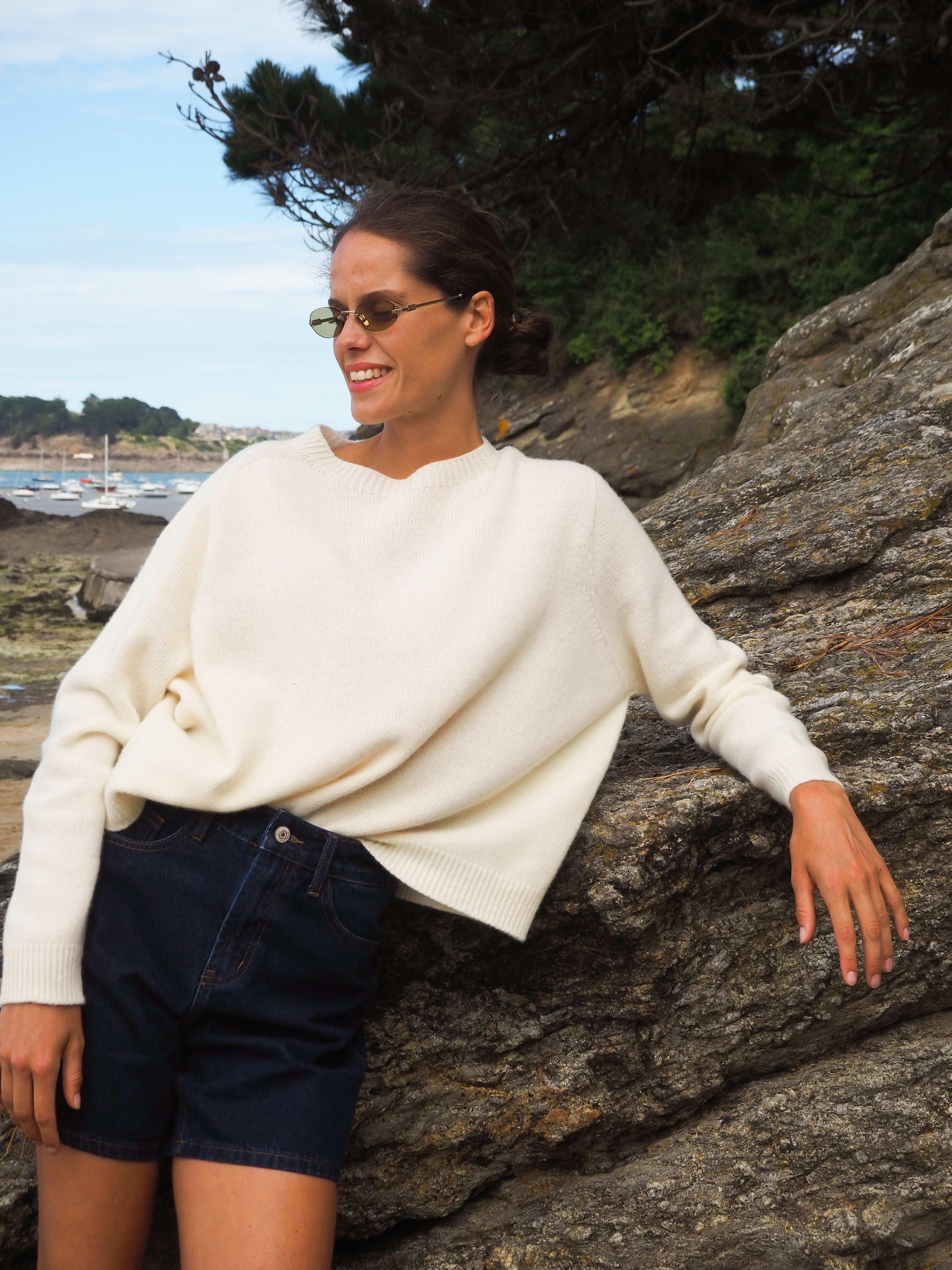 Le pull col Rond Écru