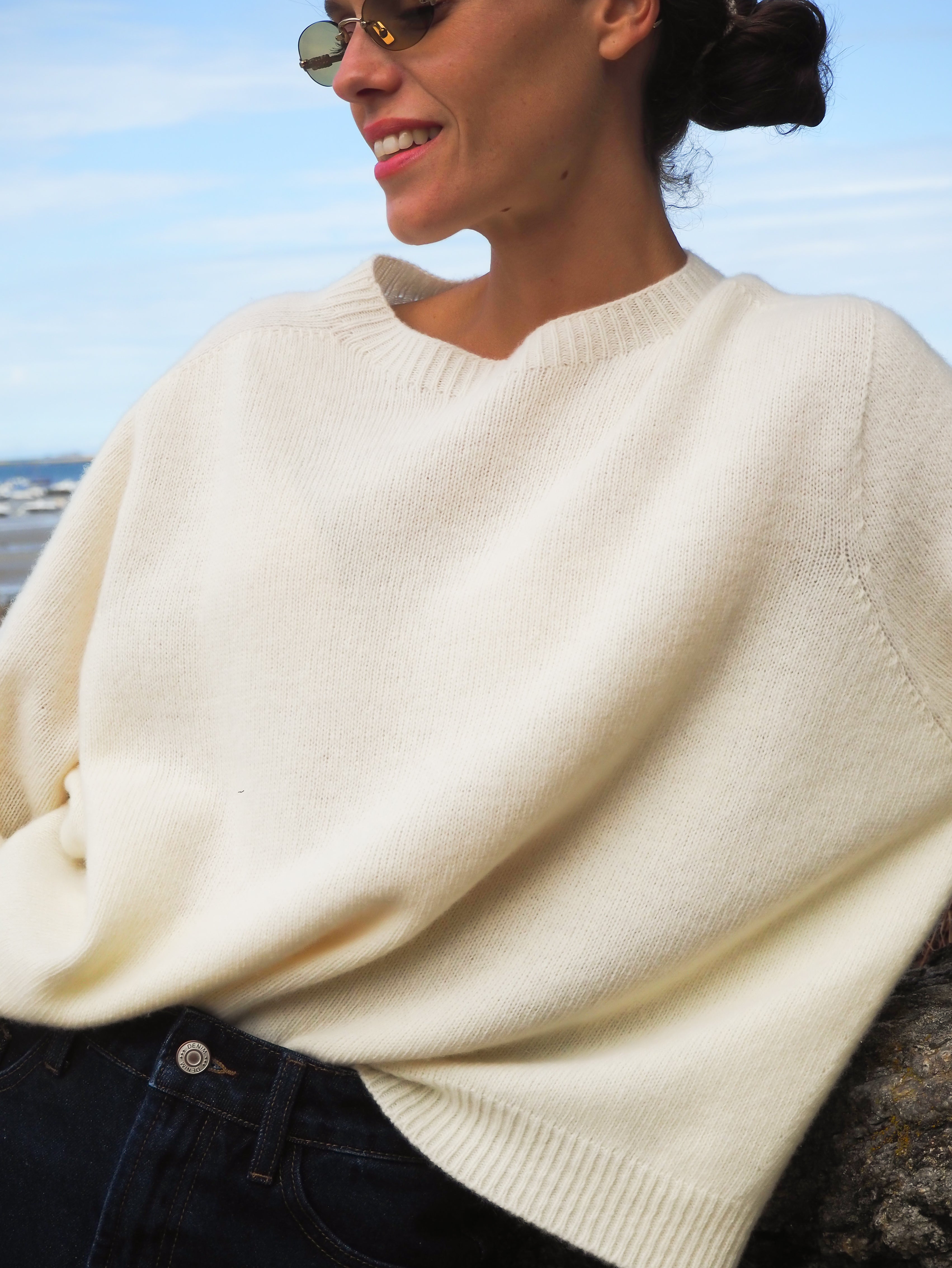 Le pull col Rond Écru