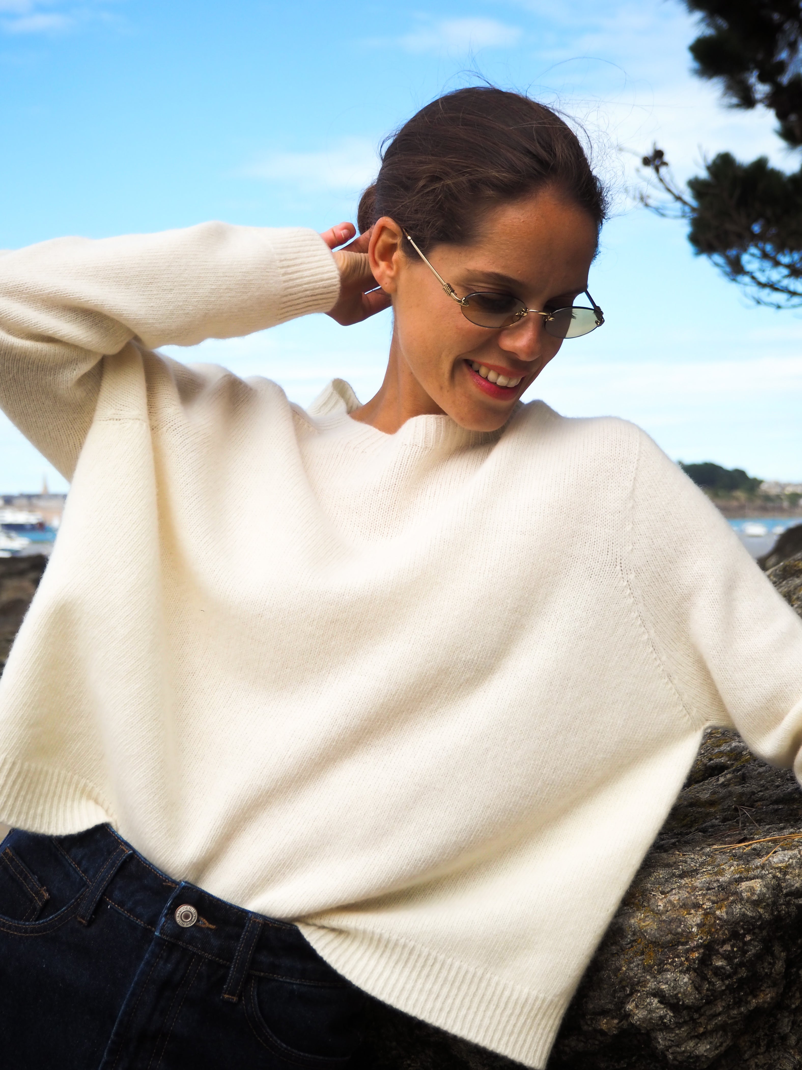 Le pull col Rond Écru