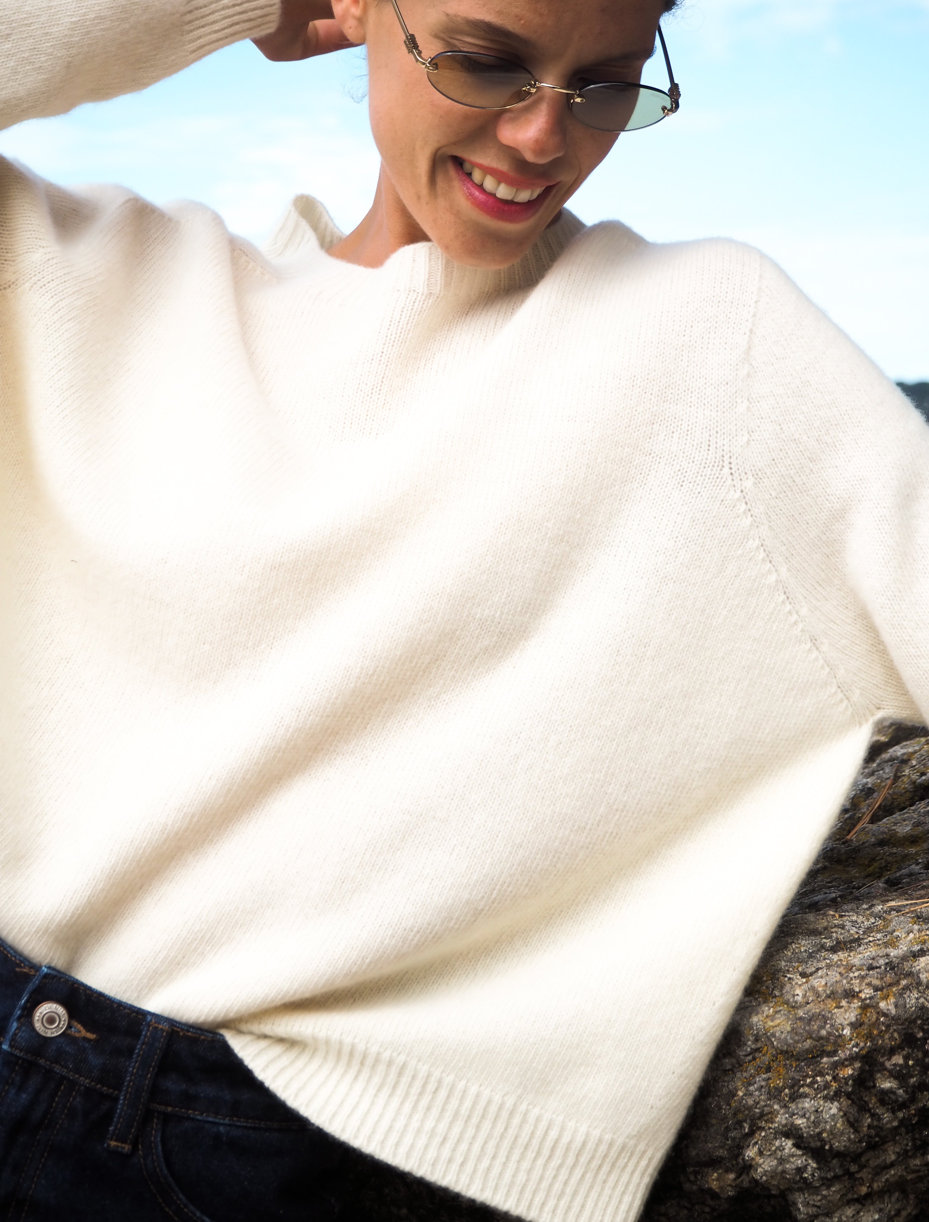 Le pull col Rond Écru