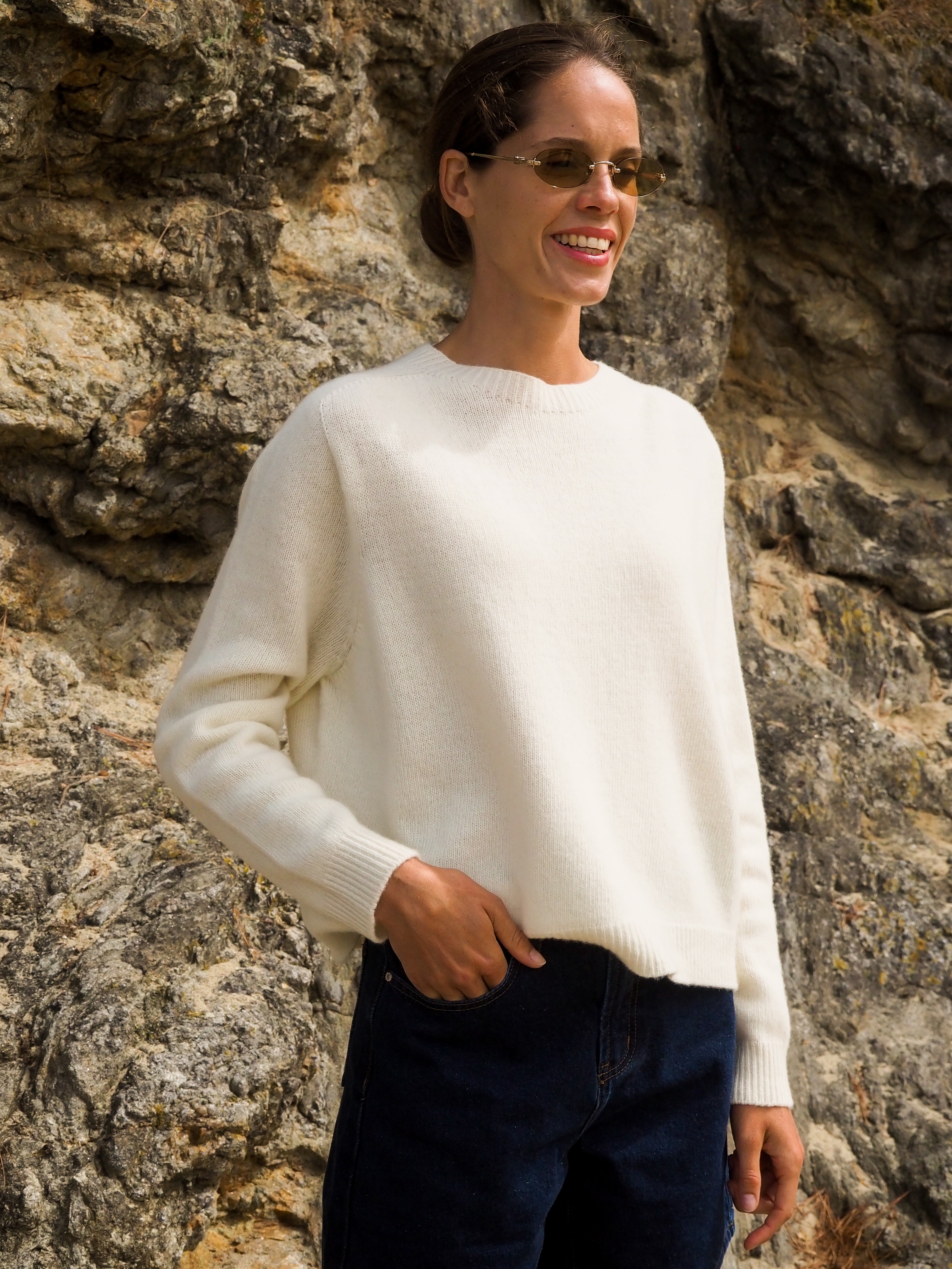 Le pull col Rond Écru